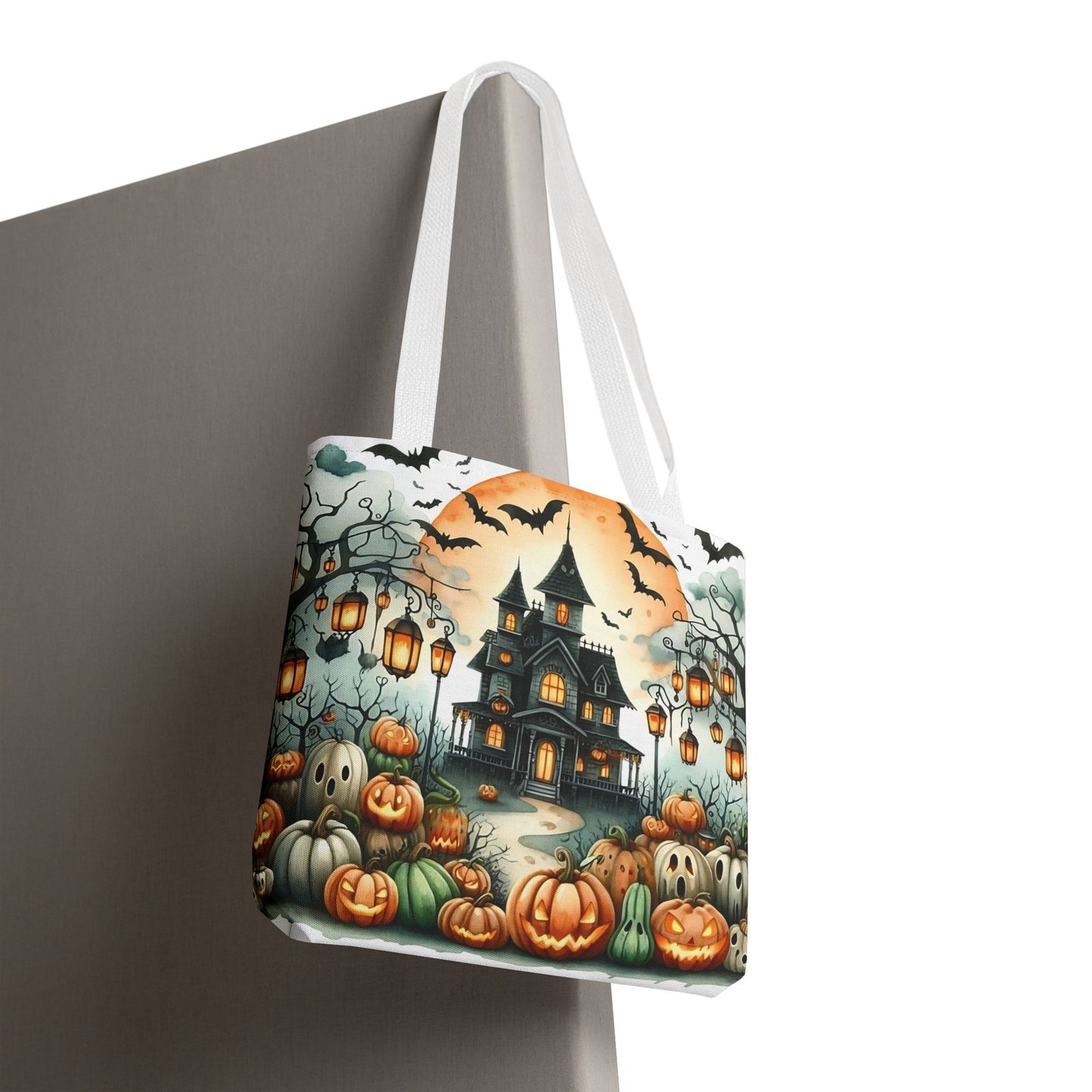 🏚️ Haunted House Halloween Tote Bag – Spooky Nights & Pumpkin Delights 🎃🖤