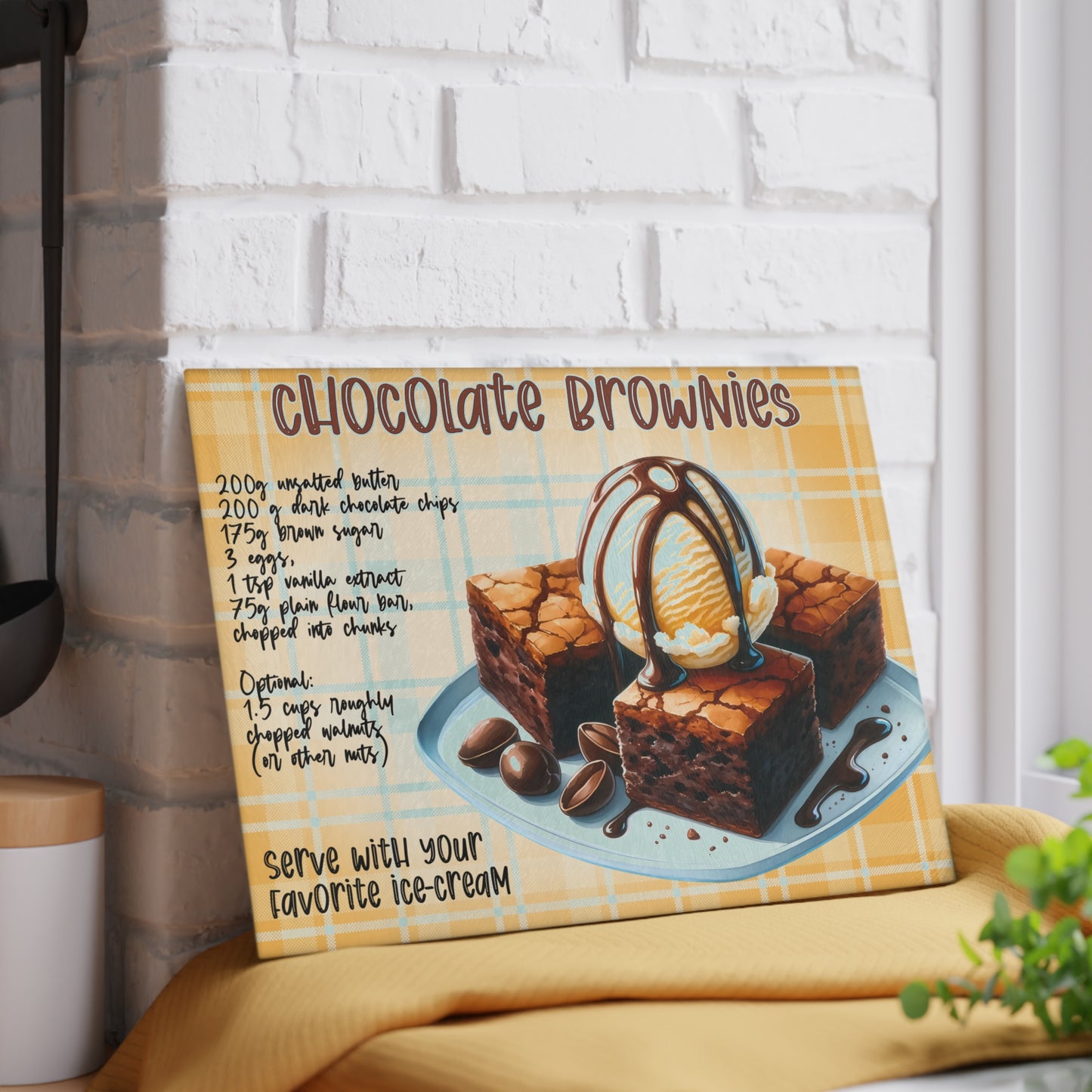 Tabla de cortar con recetas de brownies de chocolate: delicias exquisitas para los más dulces