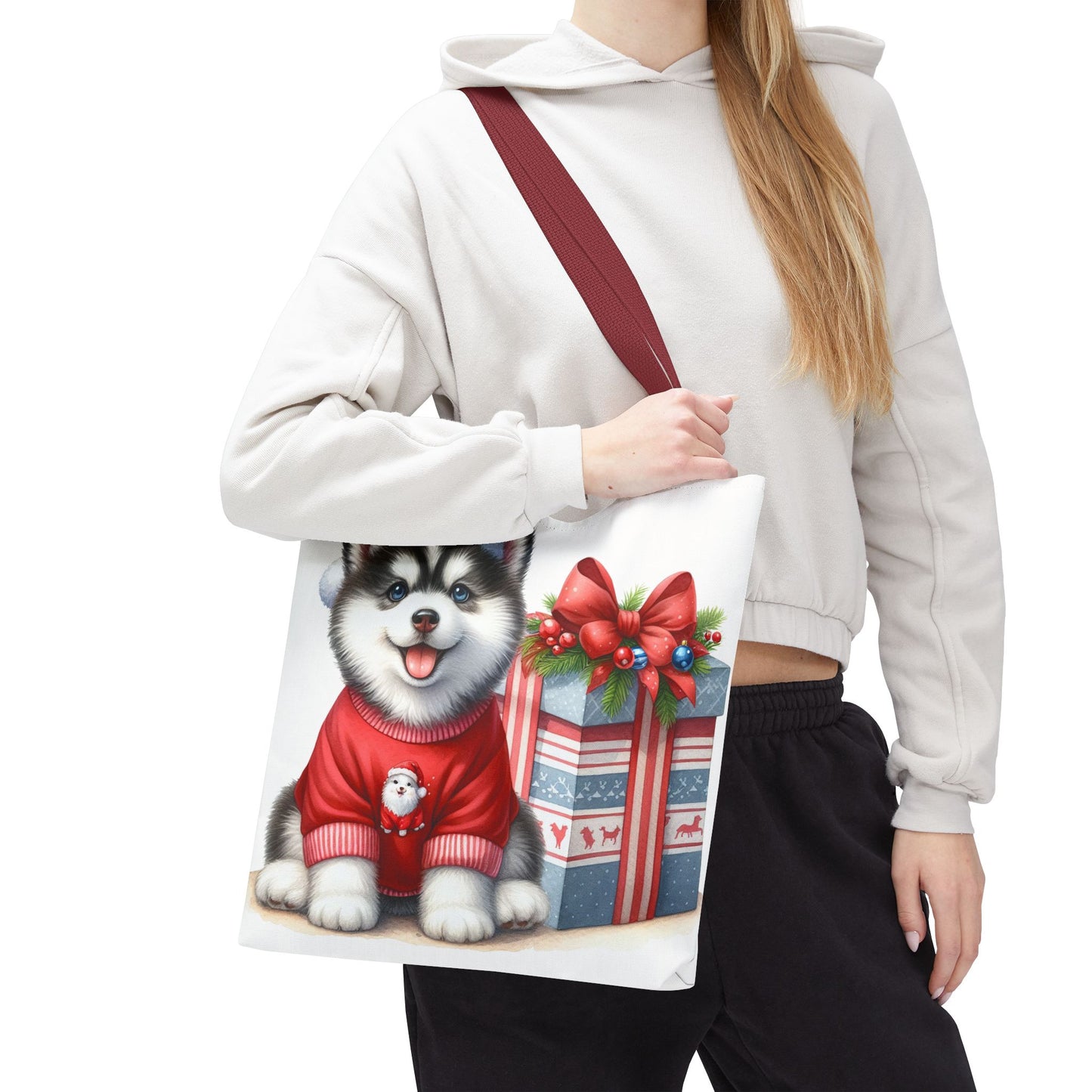 🎁 Christmas Husky Tote Bag – Festive Pup & Holiday Cheer in Every Carry 🎄