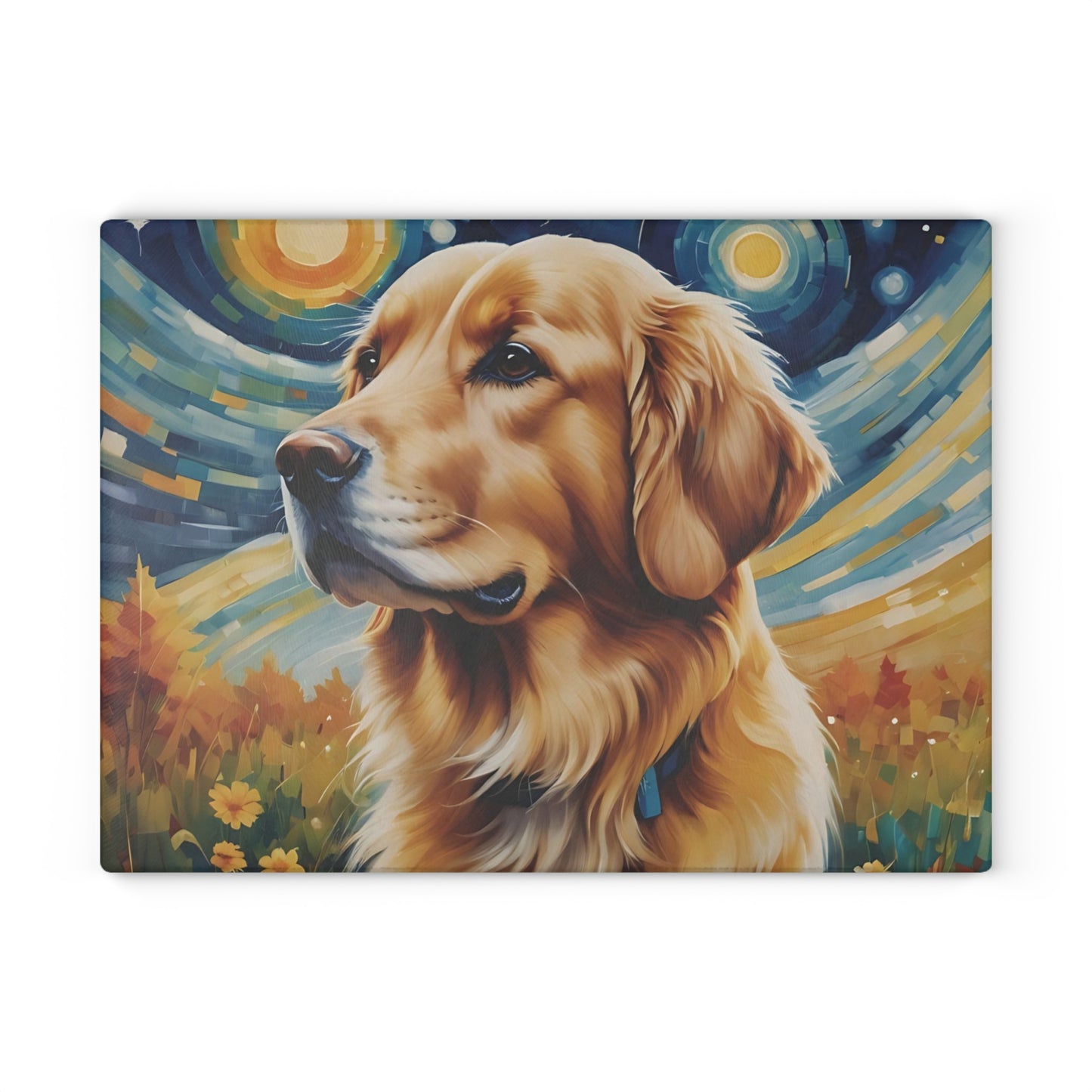 🌌 Golden Retriever Starry Night Cutting Board – Whimsical Art for Dog Lovers 🐕