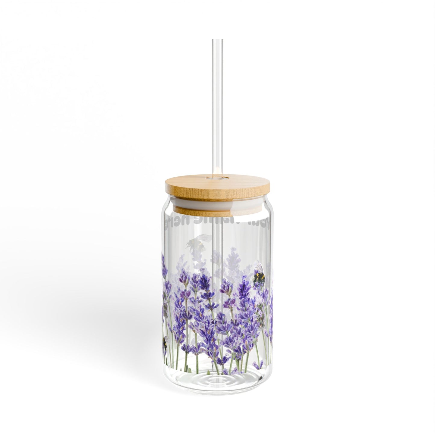💜🐝 Personalized Lavender Sipper Glass – Buzzing with Bloom & Charm 🌿