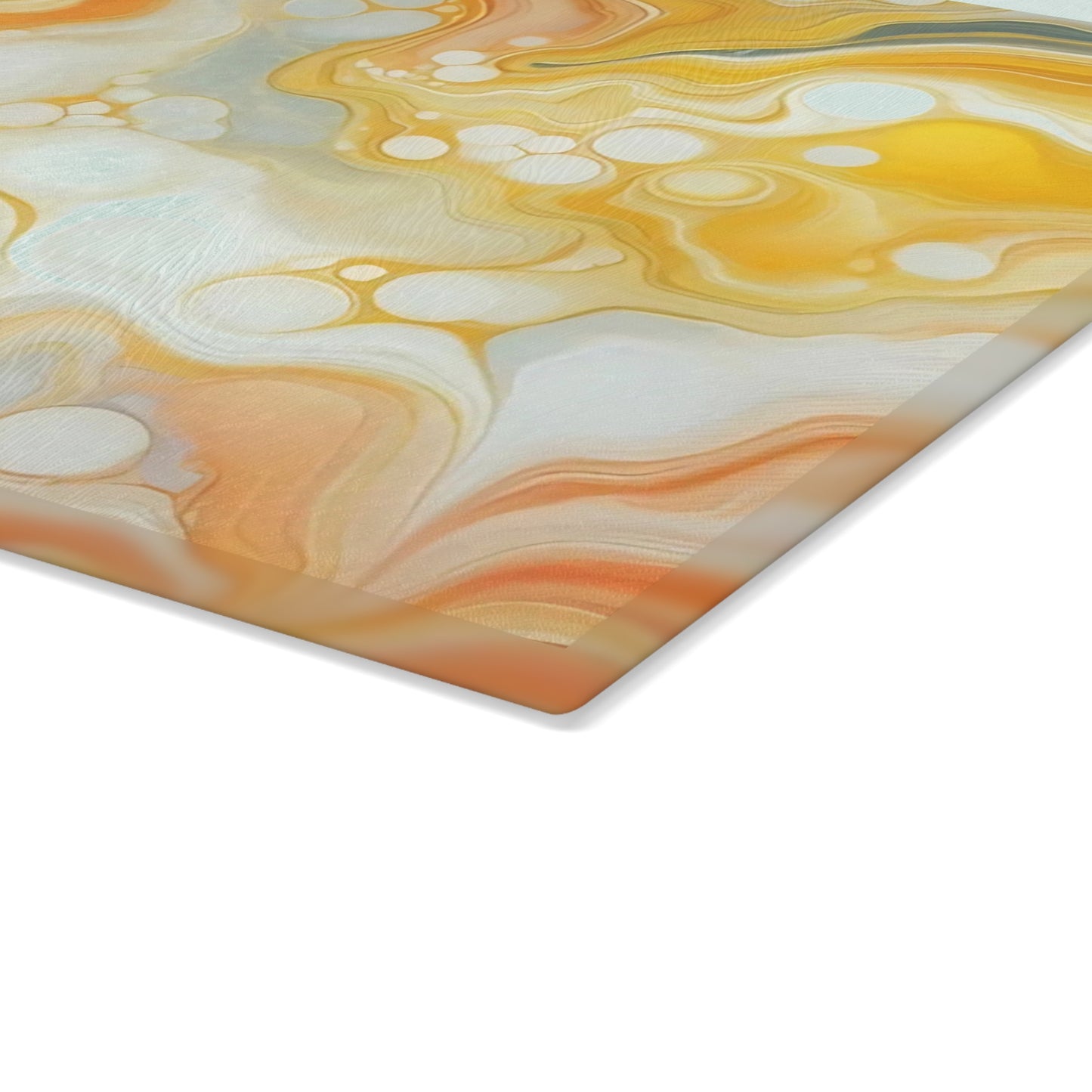 Tabla de cortar de vidrio templado con efecto mármol amarillo, gris y naranja: elegante decoración de cocina con aspecto de mármol, ideal para regalar y funcional.