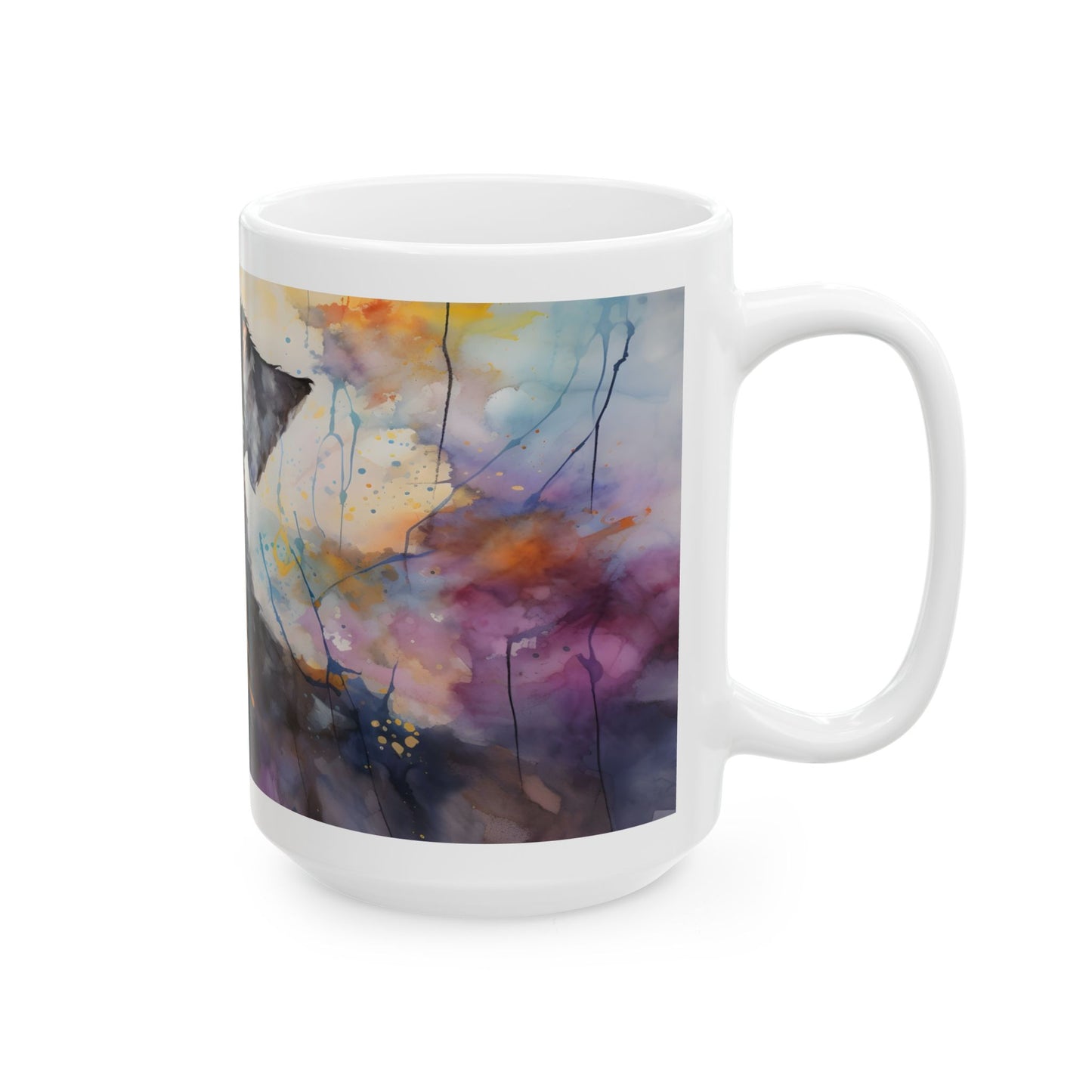 Taza de acuarela con diseño de Schnauzer: ¡Un toque de personalidad y color!
