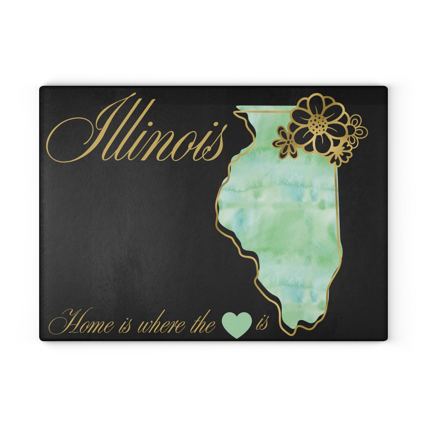💚 Illinois State Cutting Board – Soft Watercolors & Midwest Heart