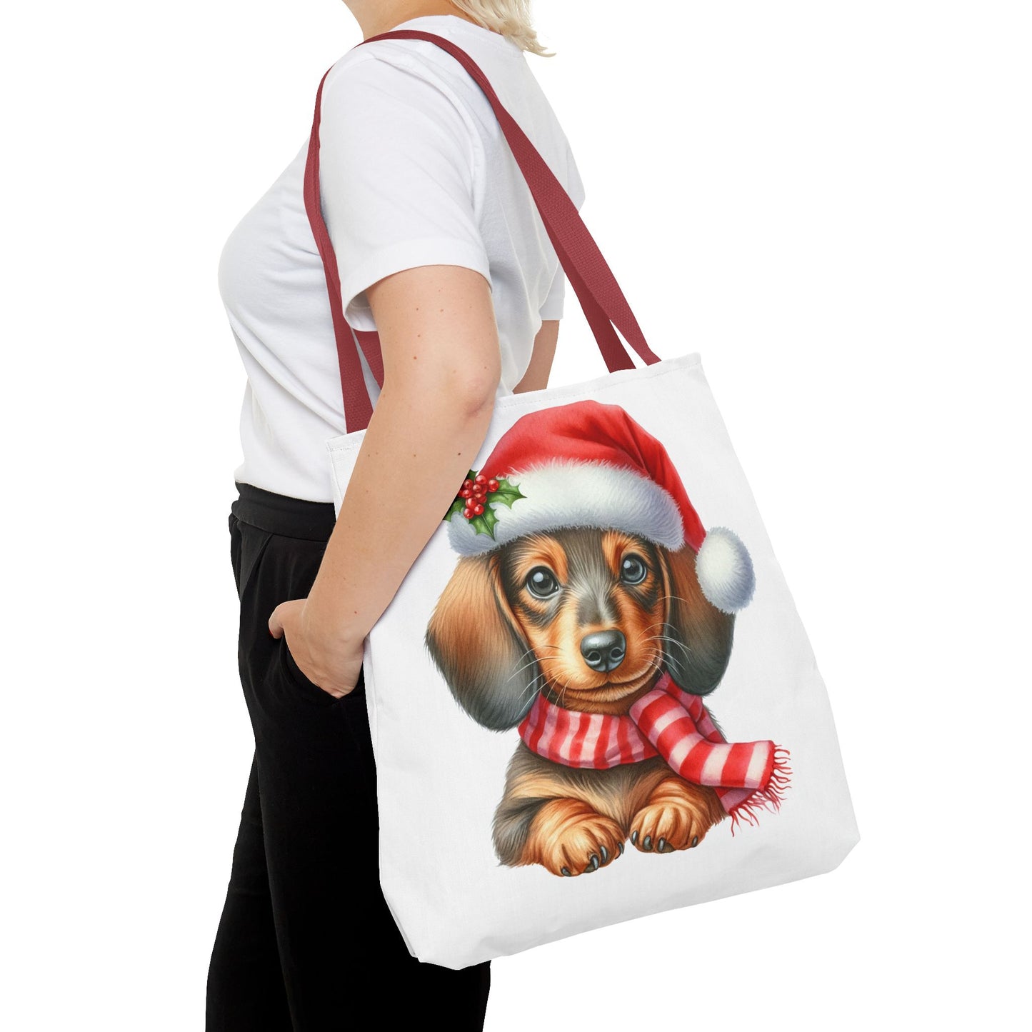 🎄 Dachshund Christmas Tote Bag – Festive Holiday Charm for Dog Lovers 🐾🎅
