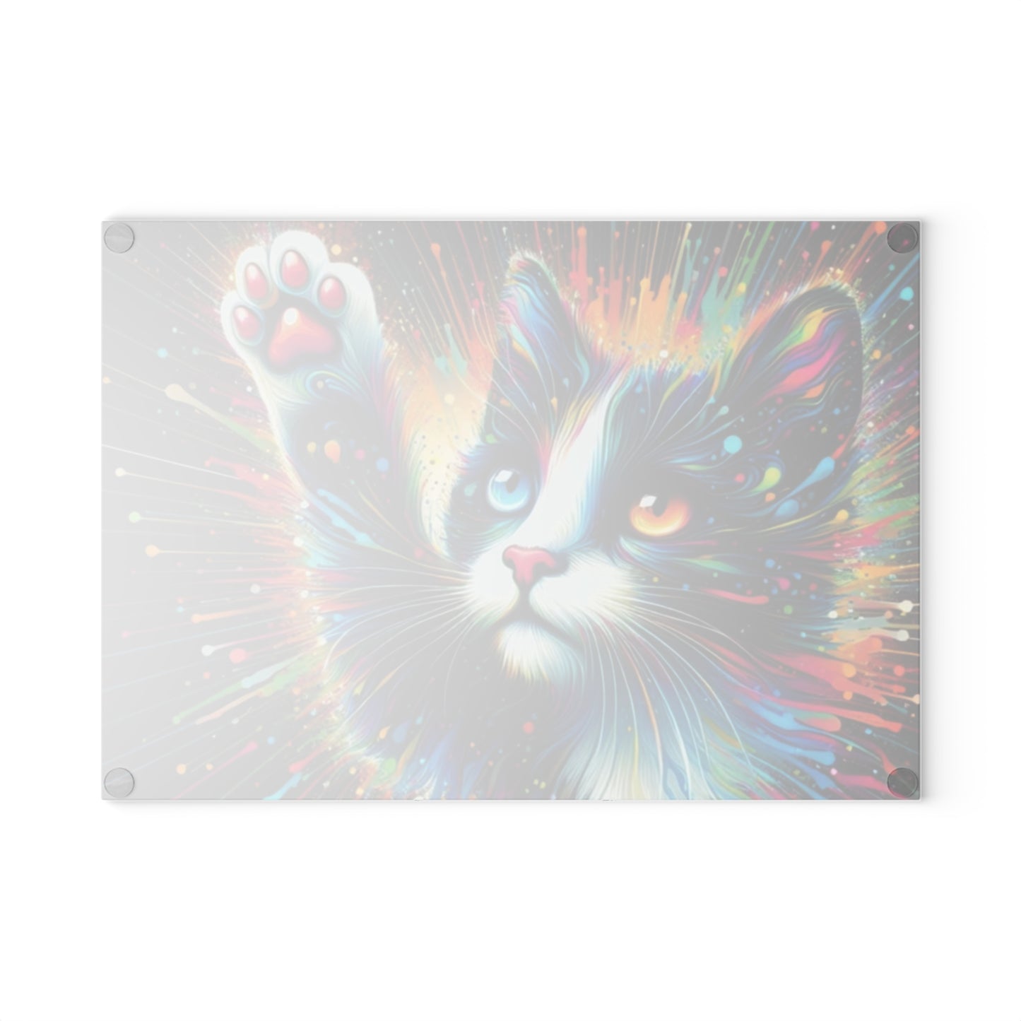 🐾 Rainbow Cat Cutting Board – Psychedelic Feline Art That Pops in Your Kitchen