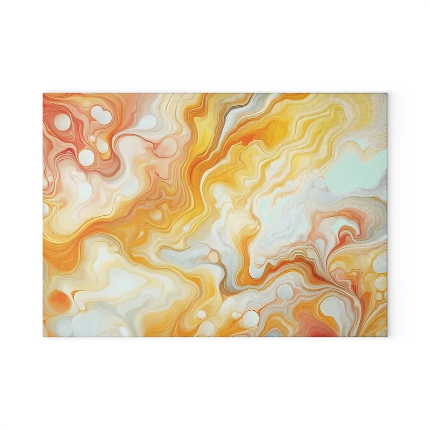 Tabla de cortar de vidrio templado con efecto mármol amarillo, gris y naranja: elegante decoración de cocina con aspecto de mármol, ideal para regalar y funcional.