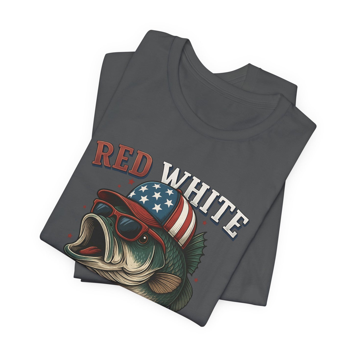 Divertida camiseta patriótica de pescado, con estampado rojo, blanco y negro, unisex, ideal para el 4 de julio, regalo para papá, ideal para barbacoas de verano.