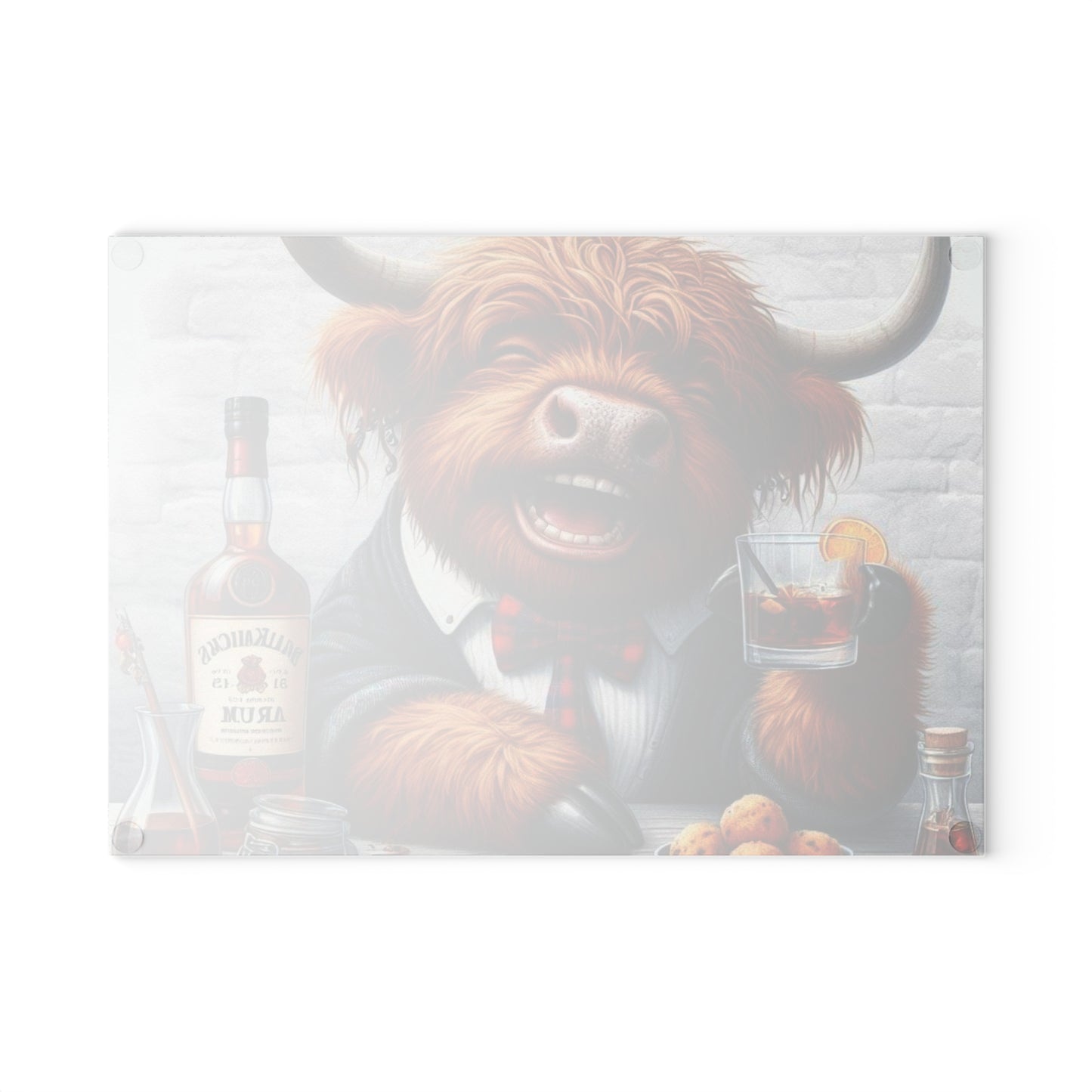 Tabla de cortar de vaca de las Tierras Altas, tabla de cortar de vidrio templado, tabla de charcutería, tabla de cortar, regalo de inauguración de la casa, tabla de cortar personalizada