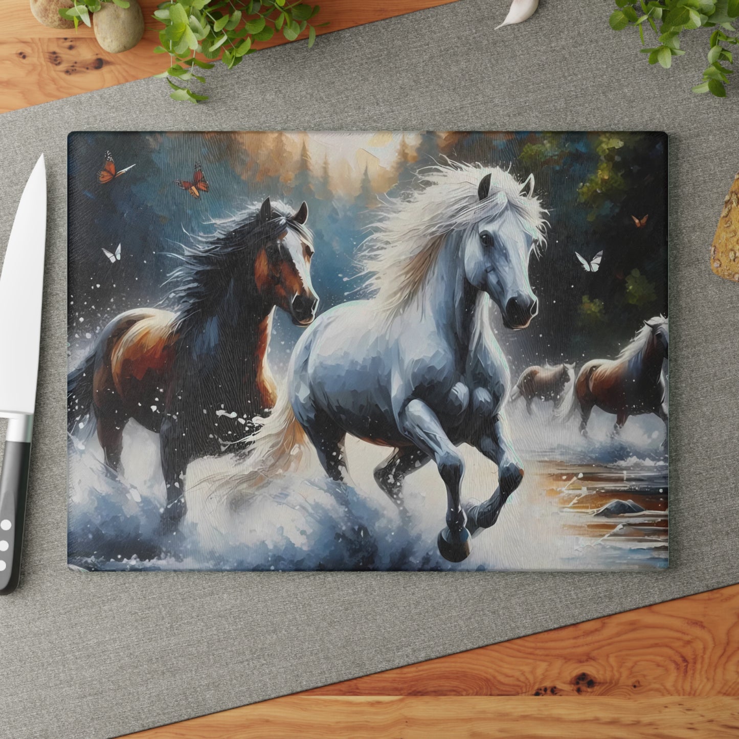 🐎 Wild Horses Cutting Board – Untamed Beauty for Your Rustic Kitchen