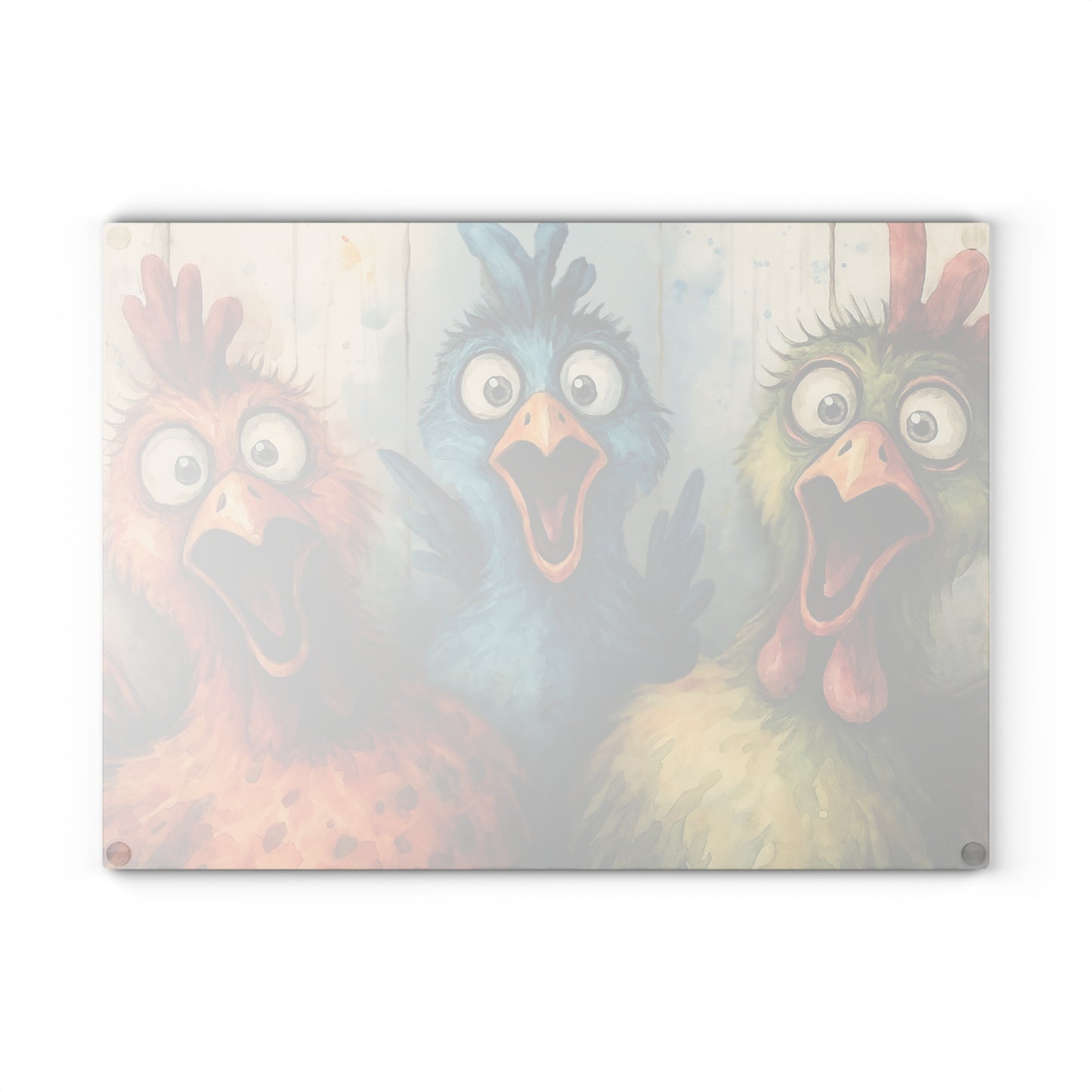 🐔🎨 Cluckin’ Crazy Fun – Colorful Chicken Glass Cutting Board for Farmhouse Charm 🐓