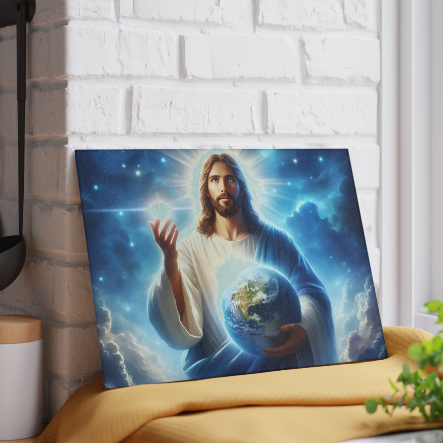 Tabla de cortar de Jesús, tabla de charcutería, tabla de cortar única, tabla de cortar de vidrio templado, regalo de inauguración de la casa, tabla de cortar personalizada