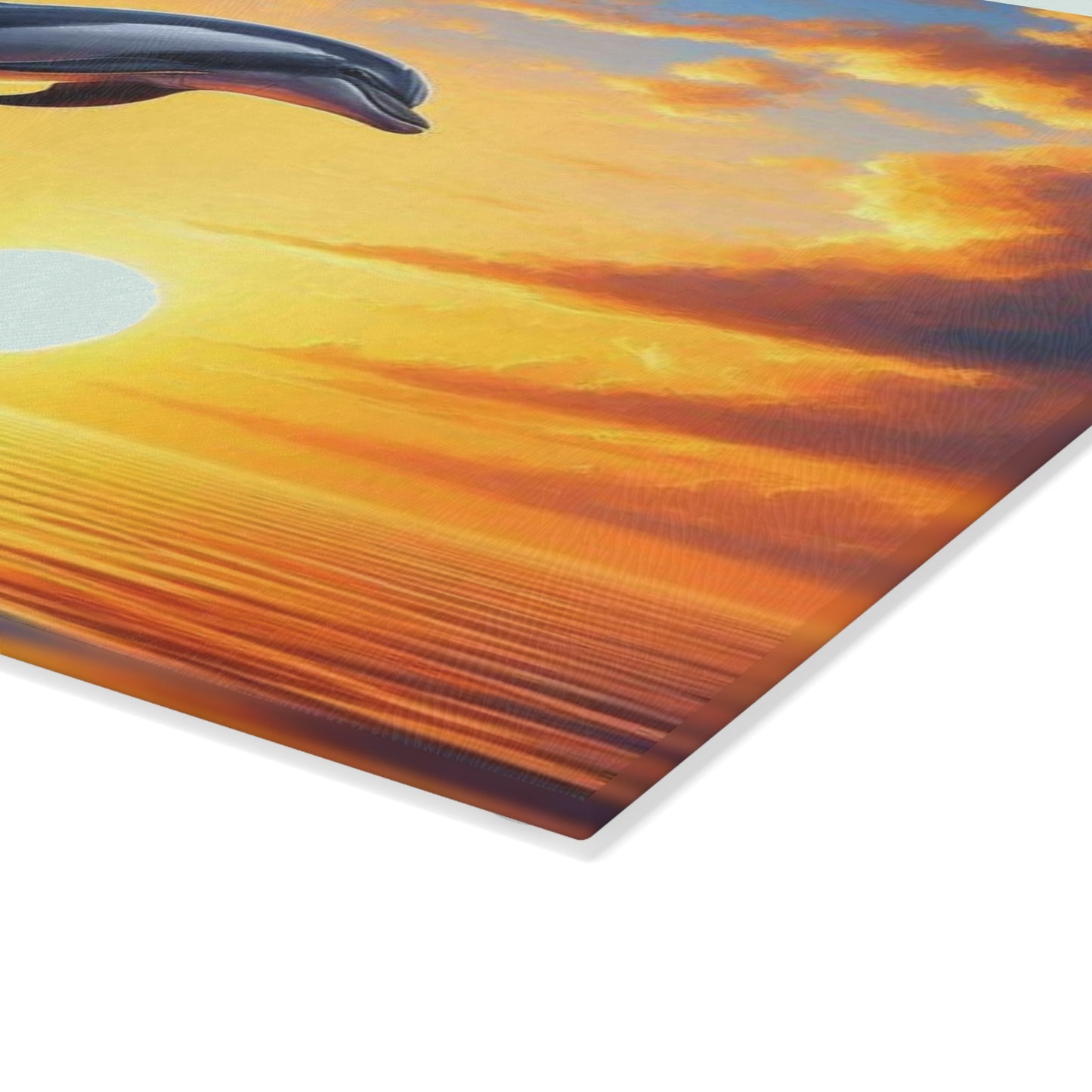 Tabla de cortar con forma de delfín, decoración de casa de playa, tabla de cortar de vidrio templado, amantes del océano, amantes del atardecer, regalo para amantes de los delfines, tabla de charcutería.