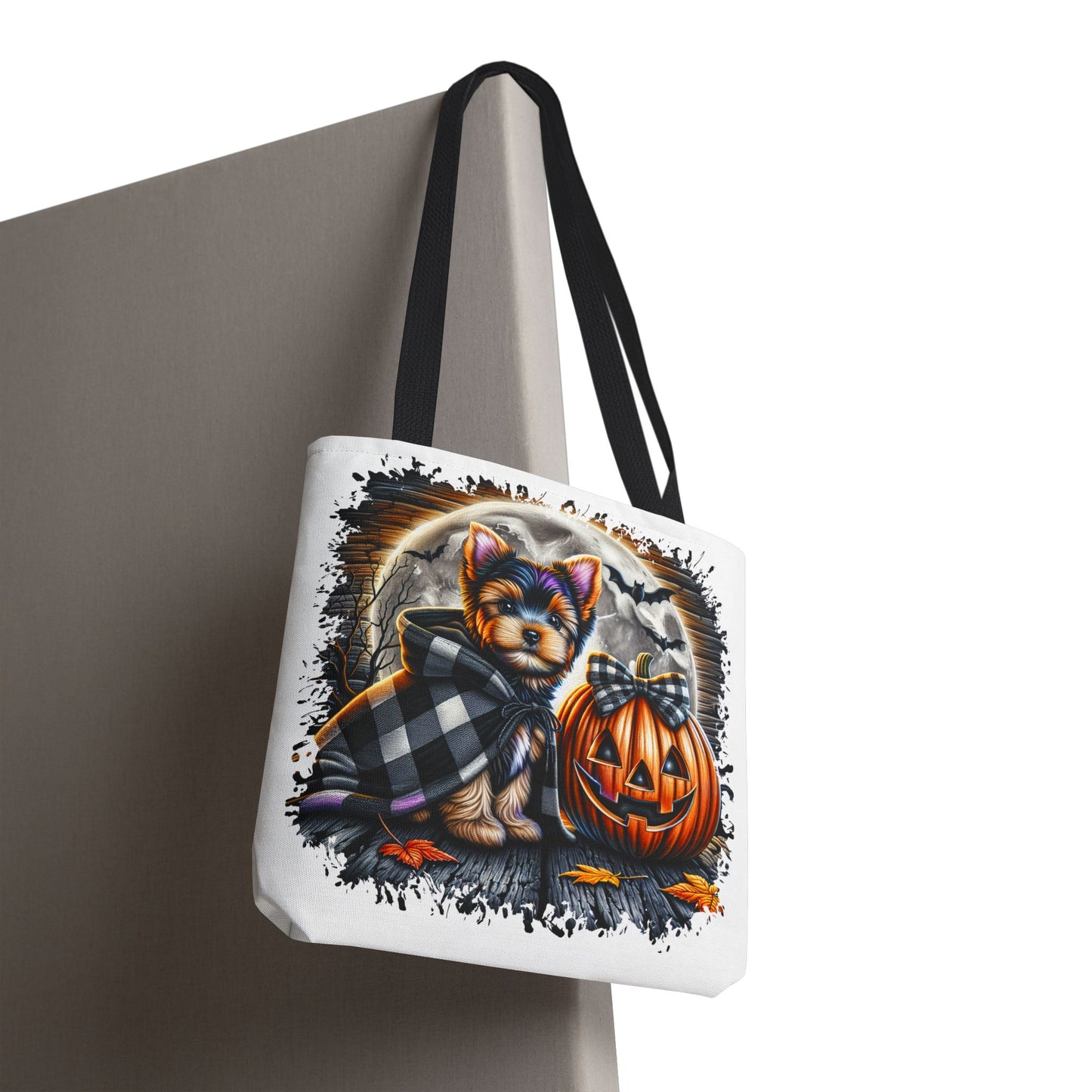 ๐ Yorkie Halloween Tote Bag โ Spooky Cute & Plaid Perfect ๐พ๐ค๐