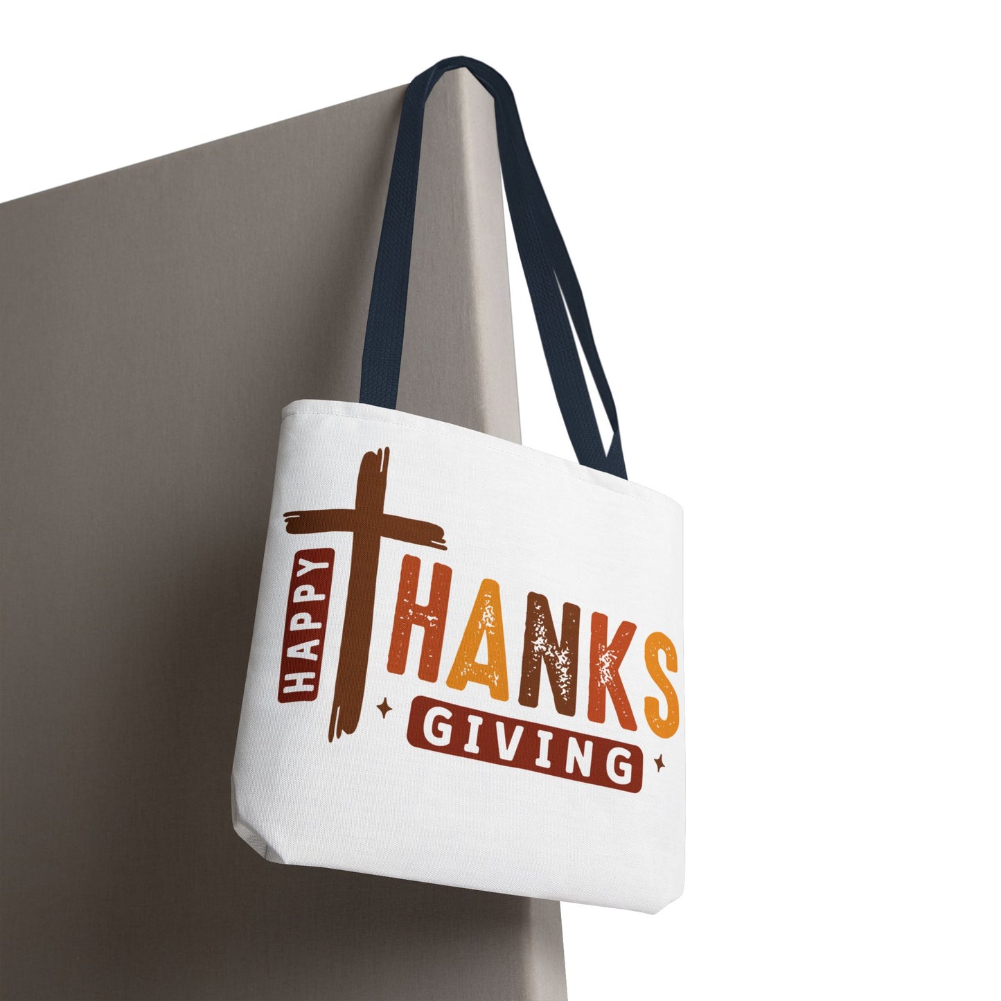โ๏ธ Happy Thanksgiving Cross Tote โ Faith & Gratitude in Fall Colors ๐
