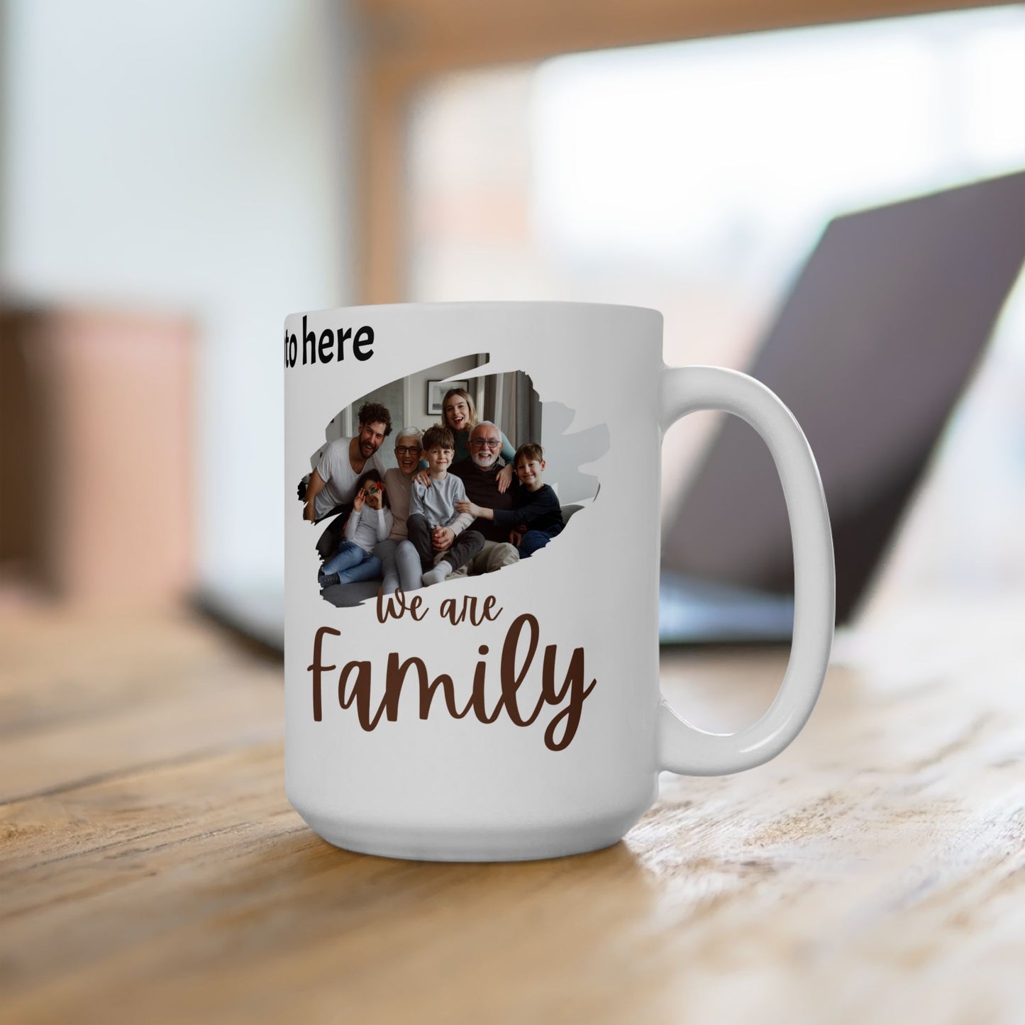 Taza personalizada con foto familiar "Somos Familia" 🏠