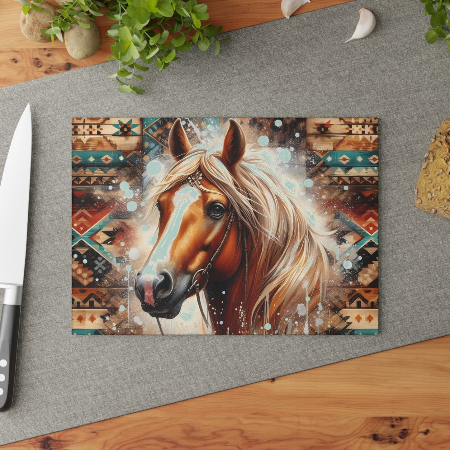 🐎🌵 Western Horse Cutting Board – Rustic Boho Aztec Kitchen Décor 🤎✨