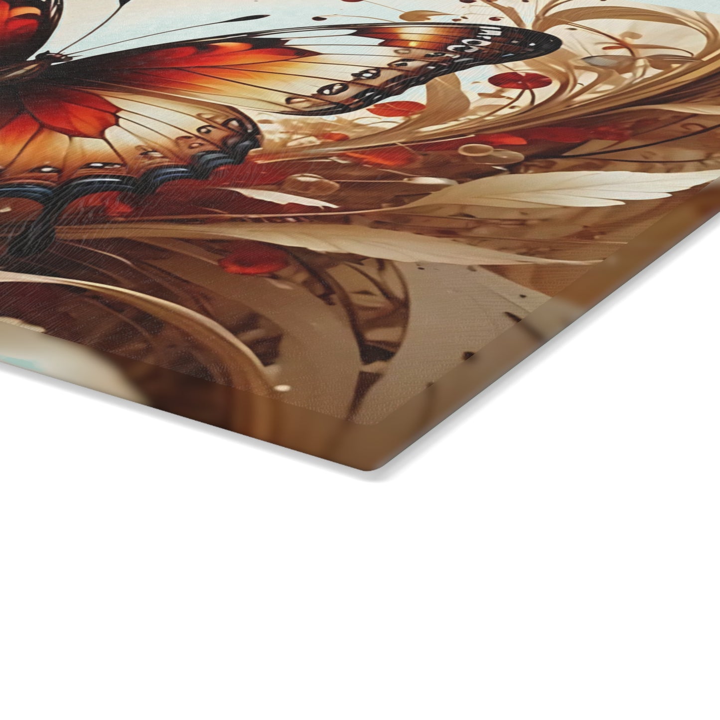Hermosa tabla de cortar de vidrio con forma de mariposa, decoración de mariposas, tabla de cortar, decoración de cocina, arte de cocina, tabla para servir, regalo de pavo real, regalo de mariposa, tabla de cortar floral