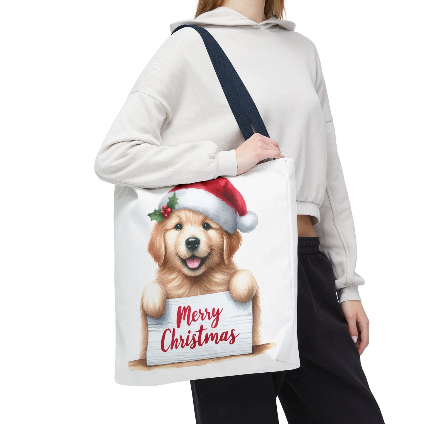 🐾 Golden Retriever “Merry Christmas” Tote Bag – Holiday Cheer in Every Carry 🎄