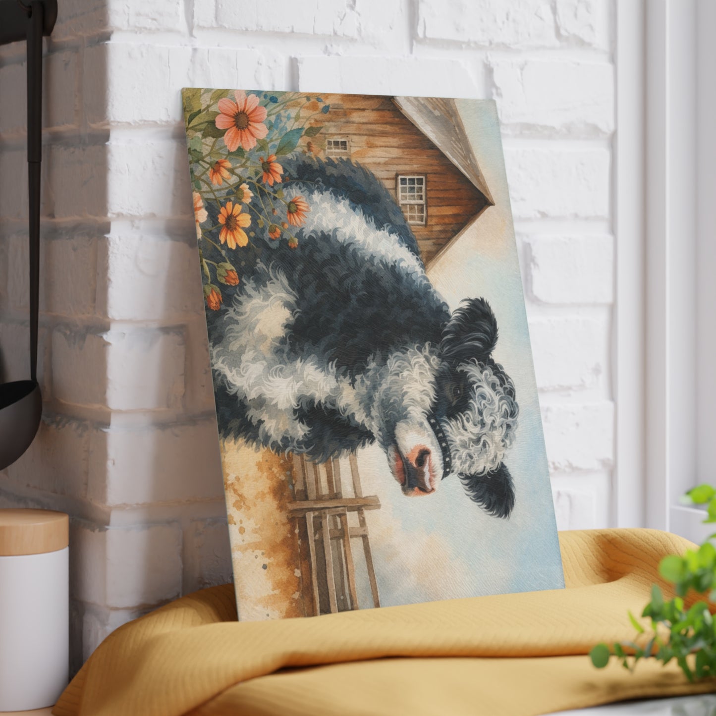 Oreo Cow Glass Cutting Board – Rustic Farmhouse Kitchen Deco