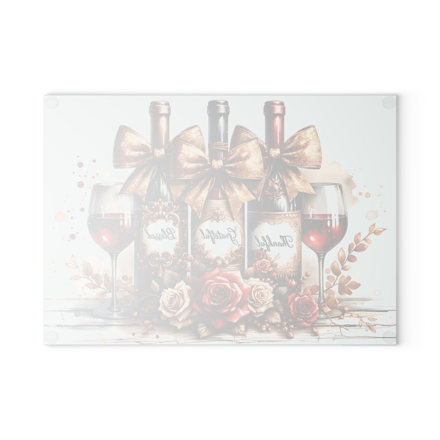 🍷 Thankful, Grateful, Blessed Wine Bottle Cutting Board – Elegant Holiday Kitchen Décor