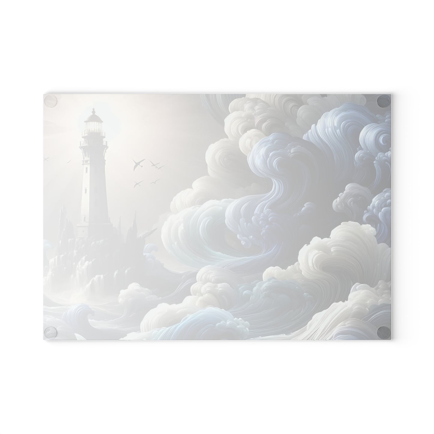 Tabla de cortar con diseño de faro, tabla de charcutería, tabla de cortar única, tabla de cortar de vidrio templado, regalo de inauguración de la casa, tabla de cortar personalizada