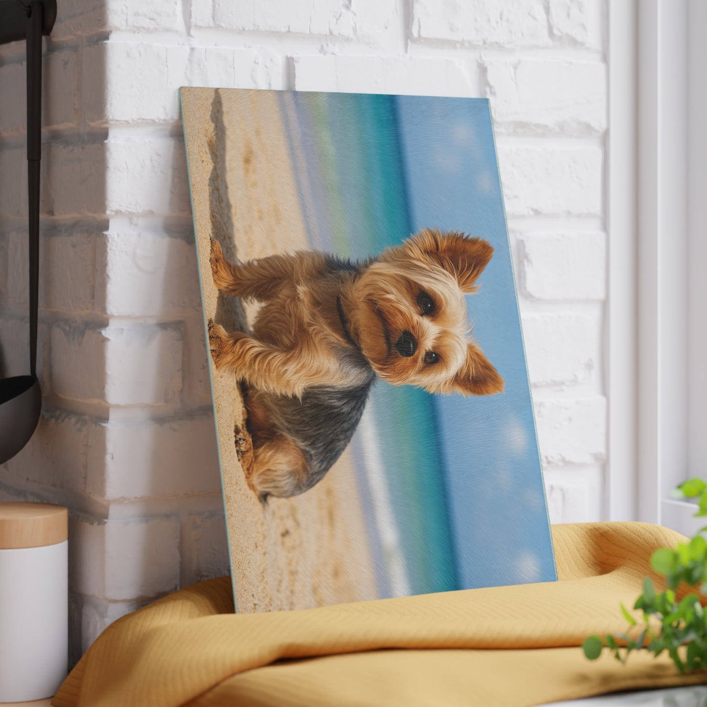 🐾🌊 Yorkie at the Beach Cutting Board – Coastal Charm for Dog Lovers 🐕