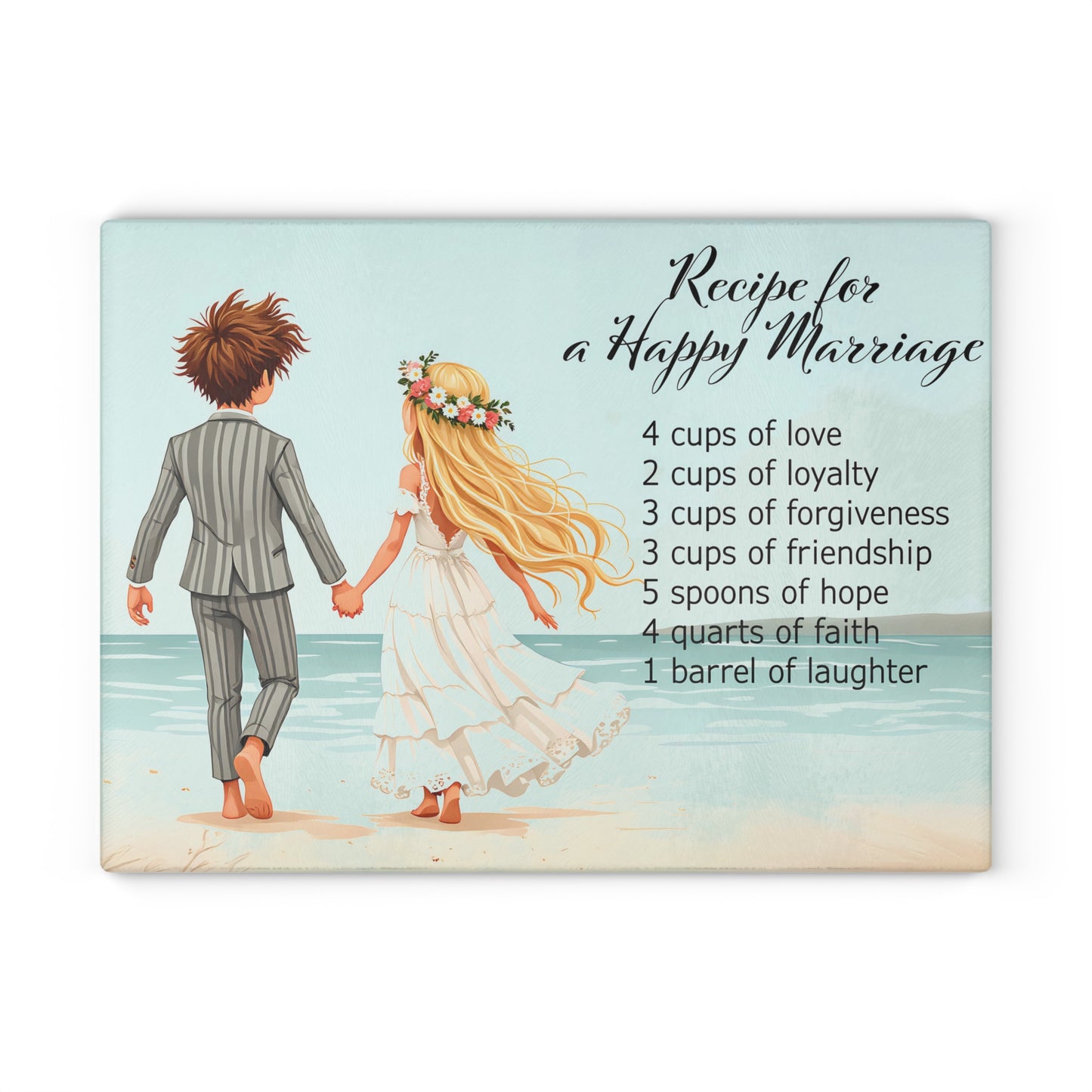 💍 Recipe for a Happy Marriage Cutting Board – Whimsical Romance for Your Kitchen