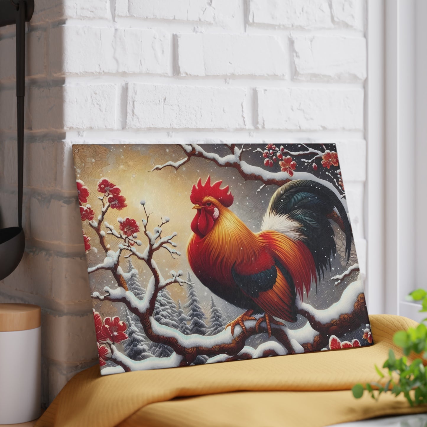 🐓❄️ Winter Rooster Cutting Board – Rustic Charm Meets Seasonal Elegance ❄️🐓