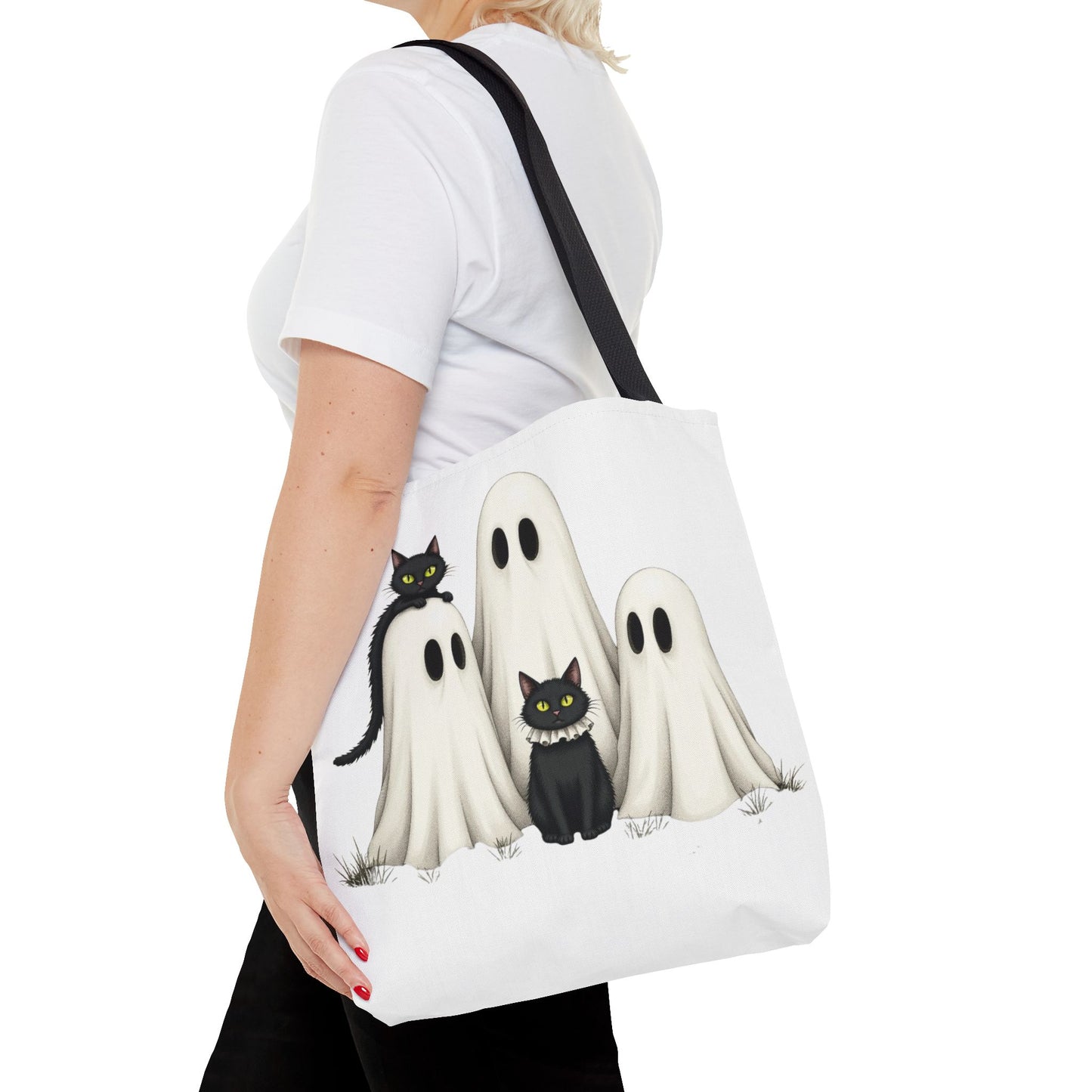 ๐โโฌ Ghosts & Black Cats Halloween Tote Bag โ Spooky Chic Retro Vibes ๐ป๐