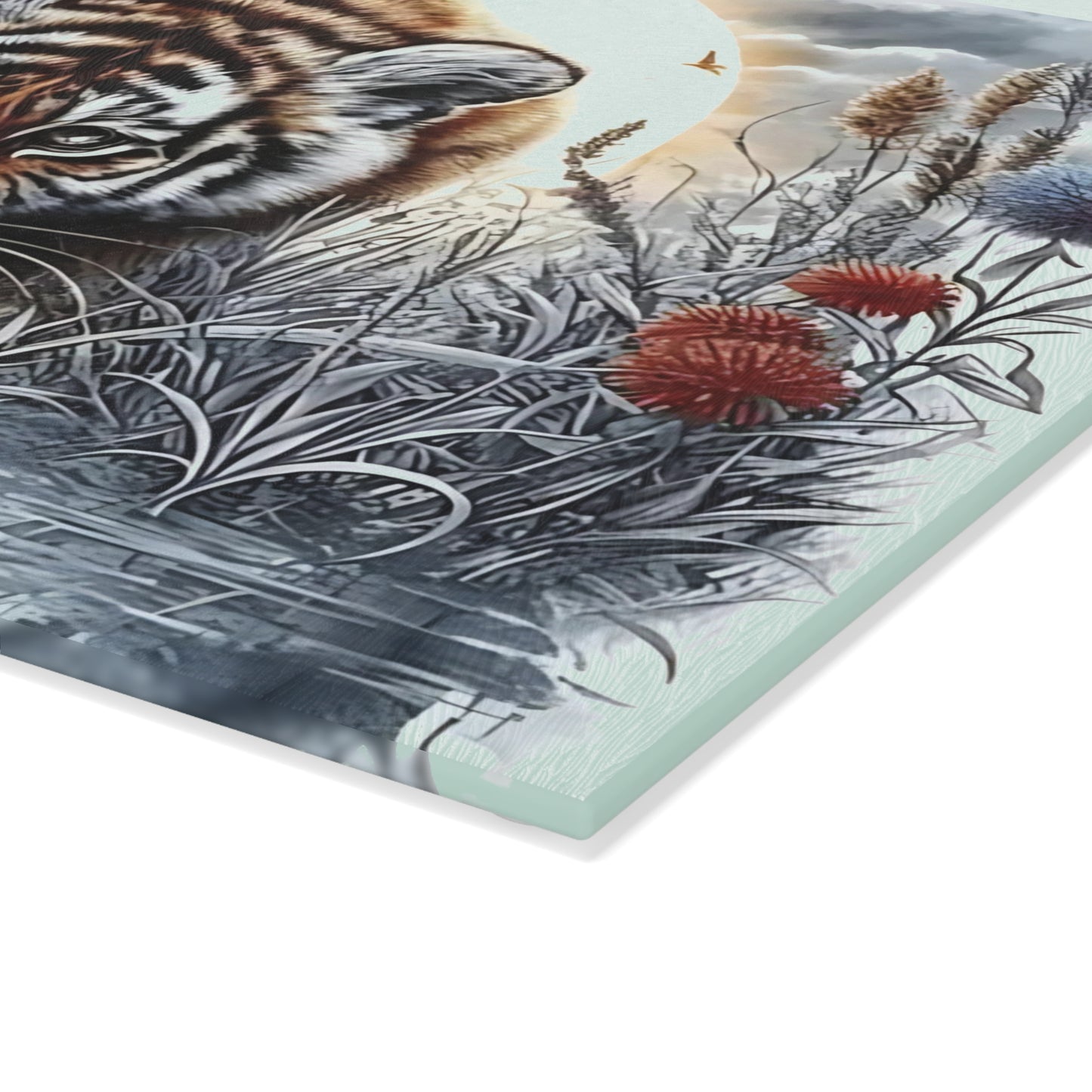 🐯 Reflective Baby Tiger Cutting Board – Fierce Cuteness with Artistic Flair