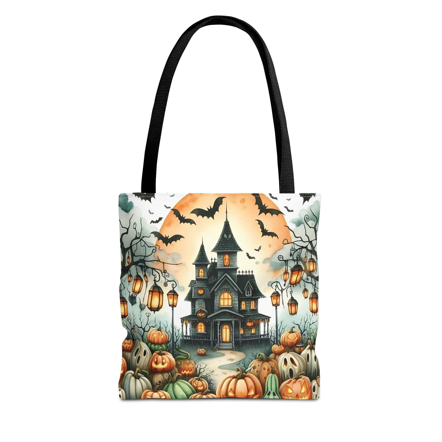 🏚️ Haunted House Halloween Tote Bag – Spooky Nights & Pumpkin Delights 🎃🖤