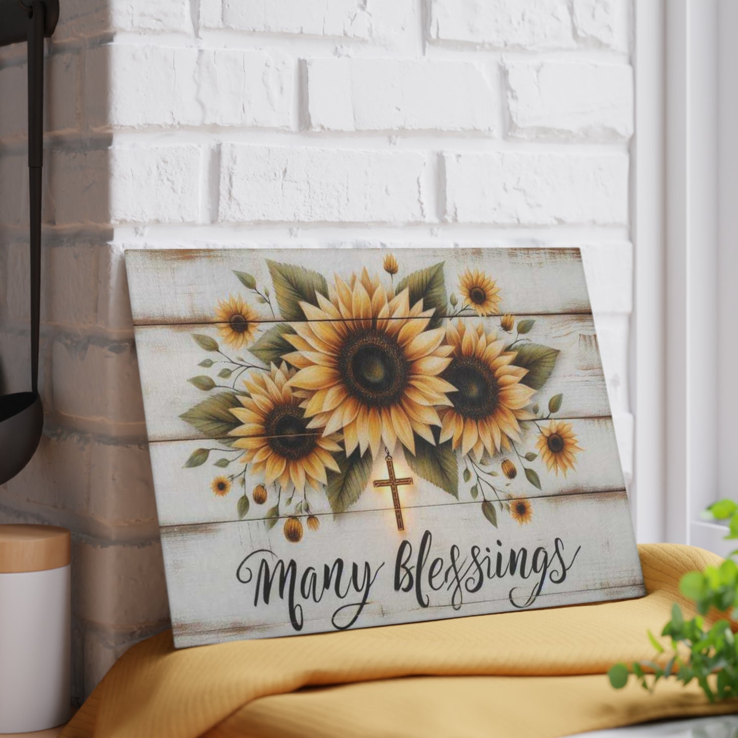 Tabla de cortar de vidrio inspiradora, regalo de Pascua, cruz y flores, ideal para regalar, decoración inspirada en la fe, decoración de cocina, regalos cristianos.