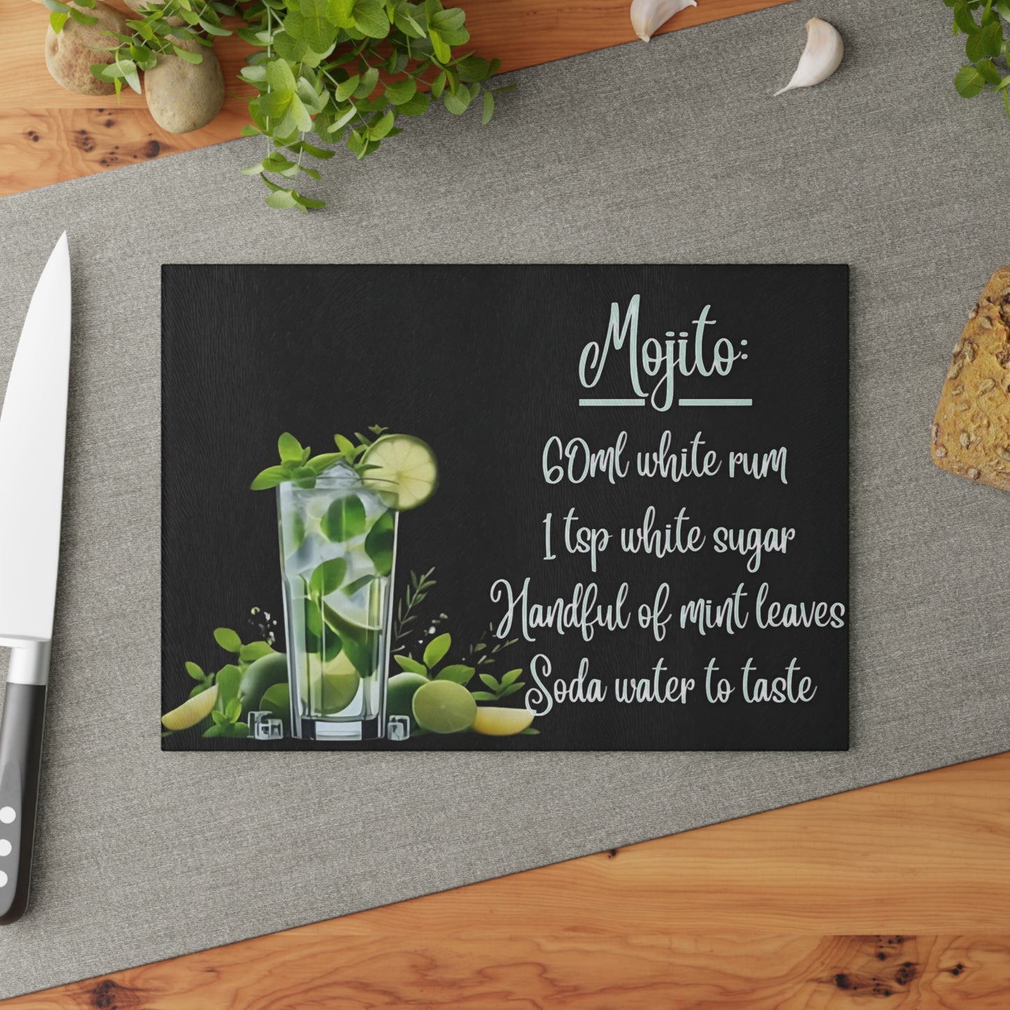 🌿 Mojito Recipe Cutting Board – A Fresh Twist for Your Kitchen or Bar Cart