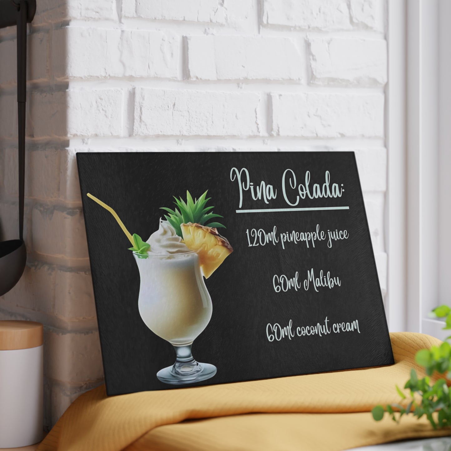 🍍 Piña Colada Recipe Cutting Board – Island Vibes for Your Kitchen or Bar