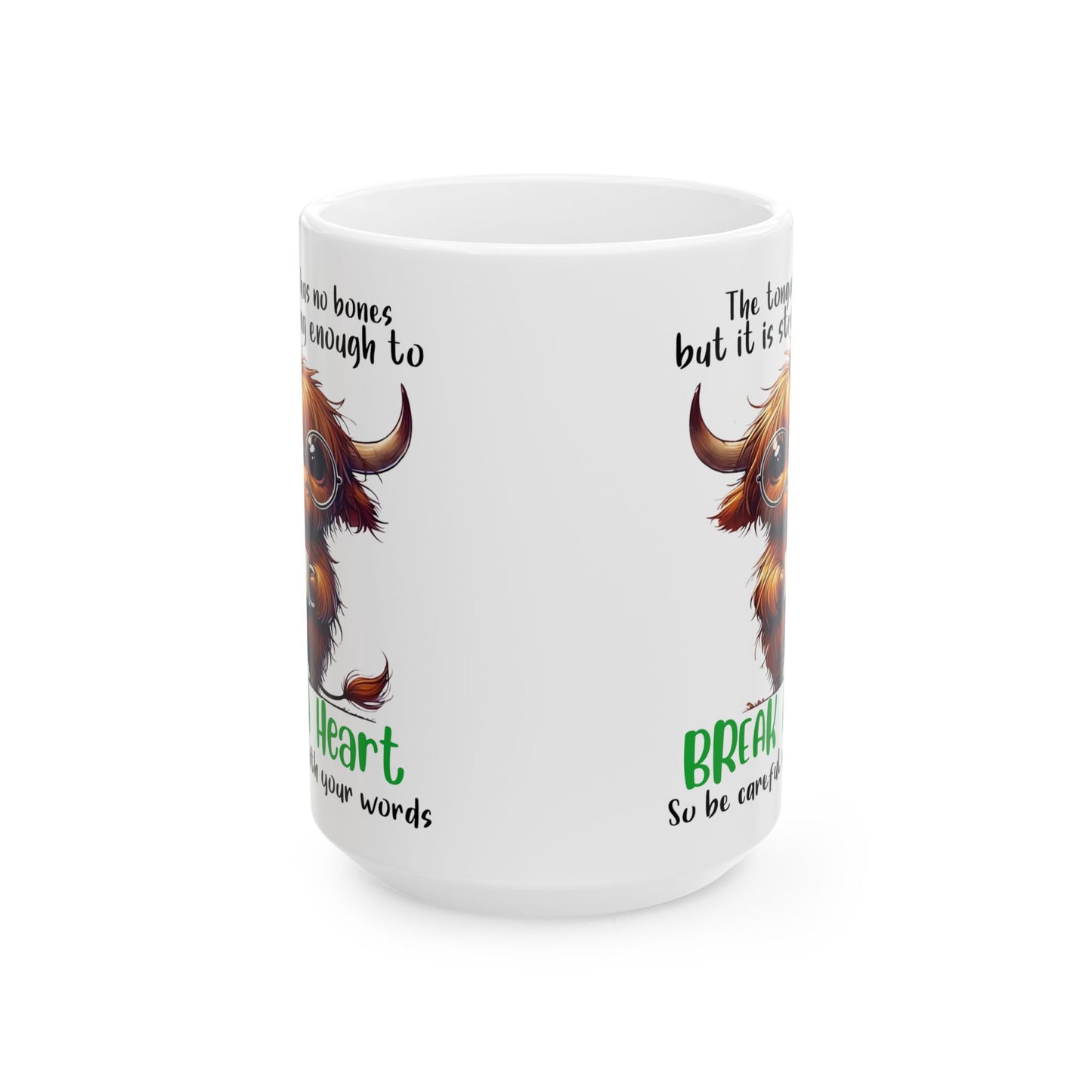 Taza de café "Rompe un corazón" de vaca de las Tierras Altas: un dulce recordatorio con un mensaje poderoso