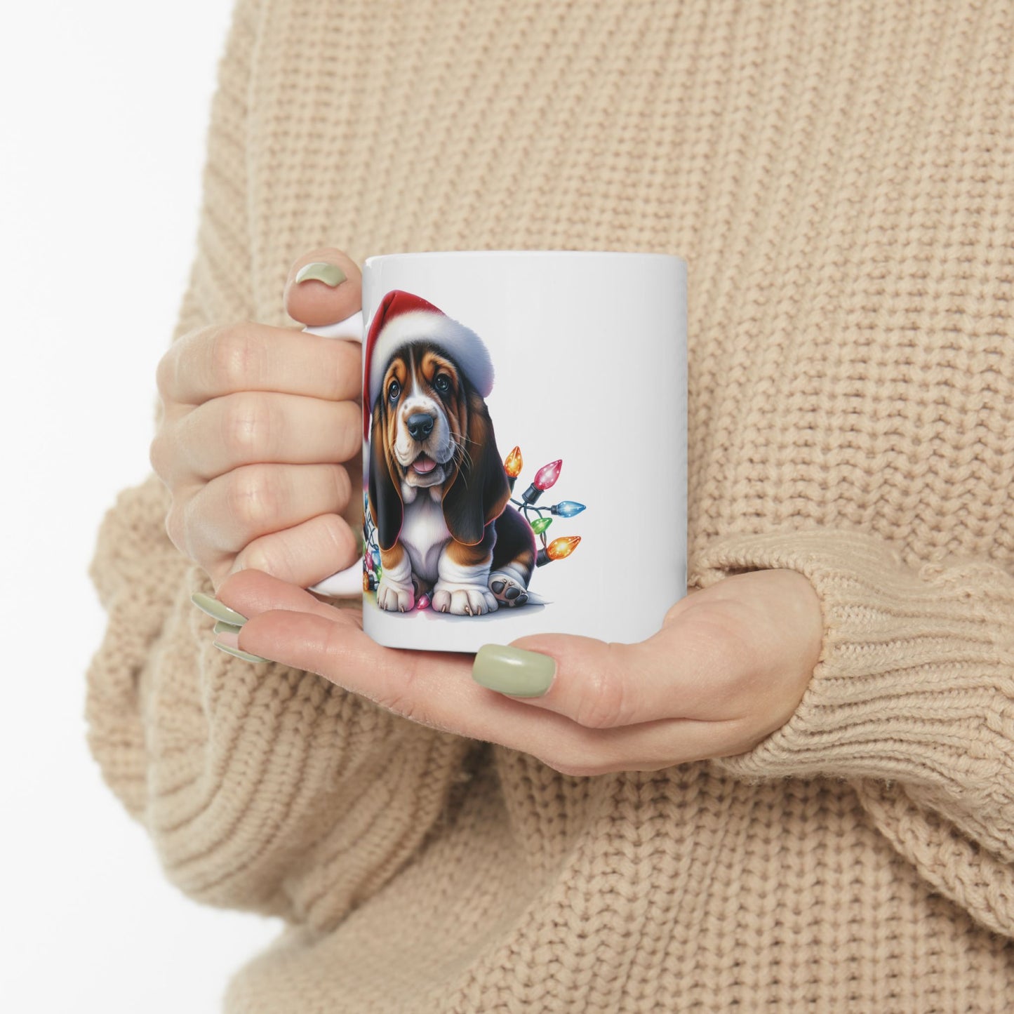 🎄 Basset Hound Christmas Mug – Festive Floppy Ears & Holiday Cheer 🐾