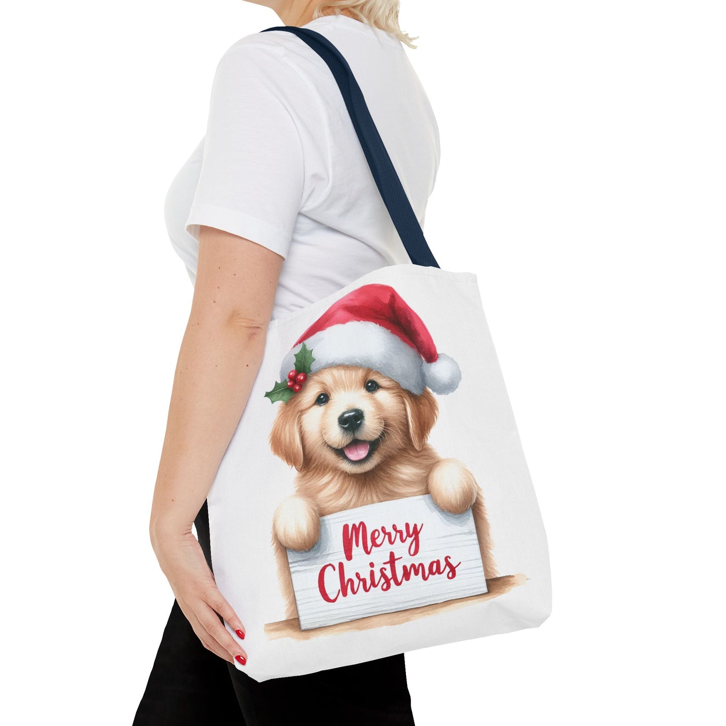 🐾 Golden Retriever “Merry Christmas” Tote Bag – Holiday Cheer in Every Carry 🎄