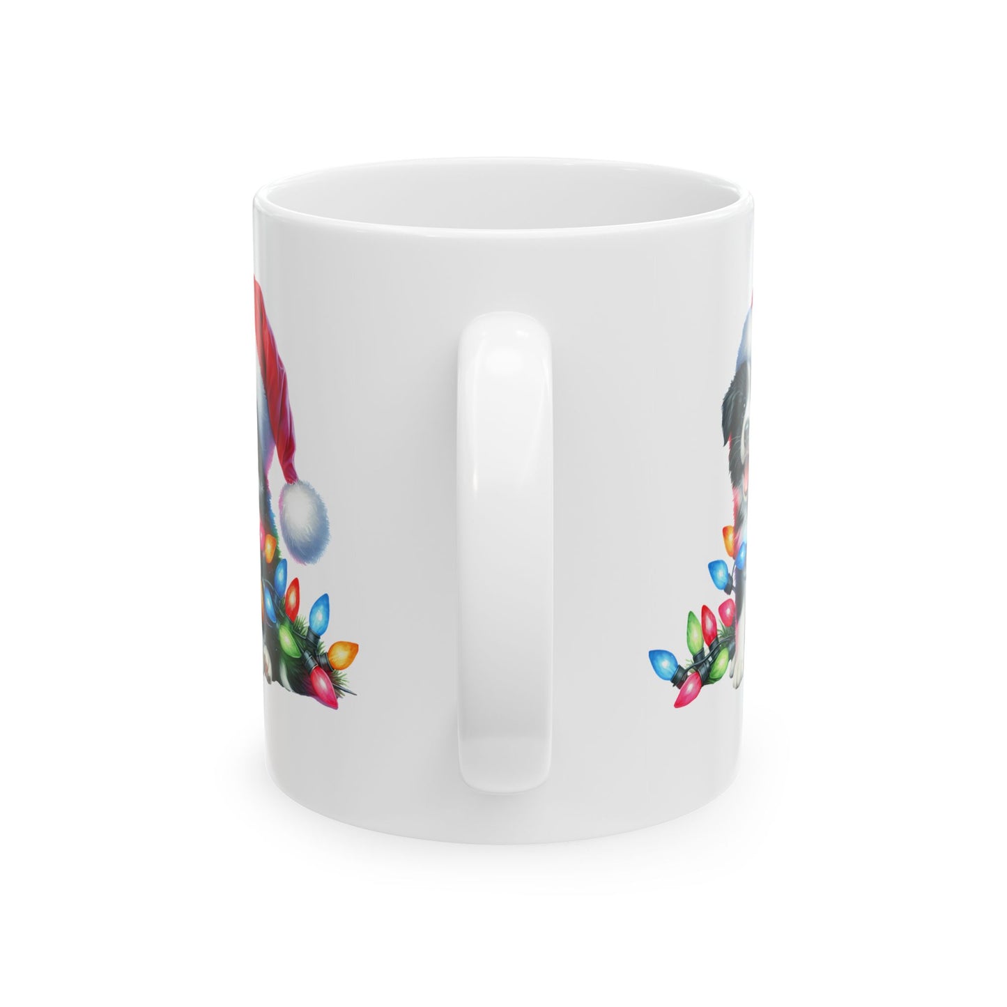 🐾 Border Collie Christmas Lights Mug – Holiday Cheer with a Tail-Wagging Twist 🎅✨