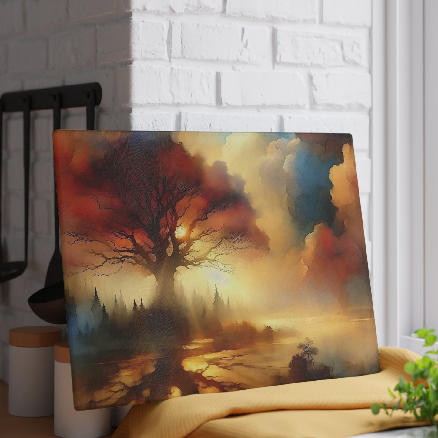 Tabla de cortar de acuarela, tabla de cortar de vidrio templado, tabla de charcutería, tabla de cortar, regalo de inauguración de la casa, tabla de cortar personalizada, regalo único