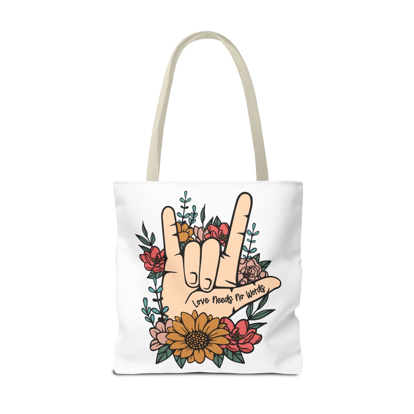 Bolsa de tela con gesto de "Te amo" en ASL (siglas en inglés)