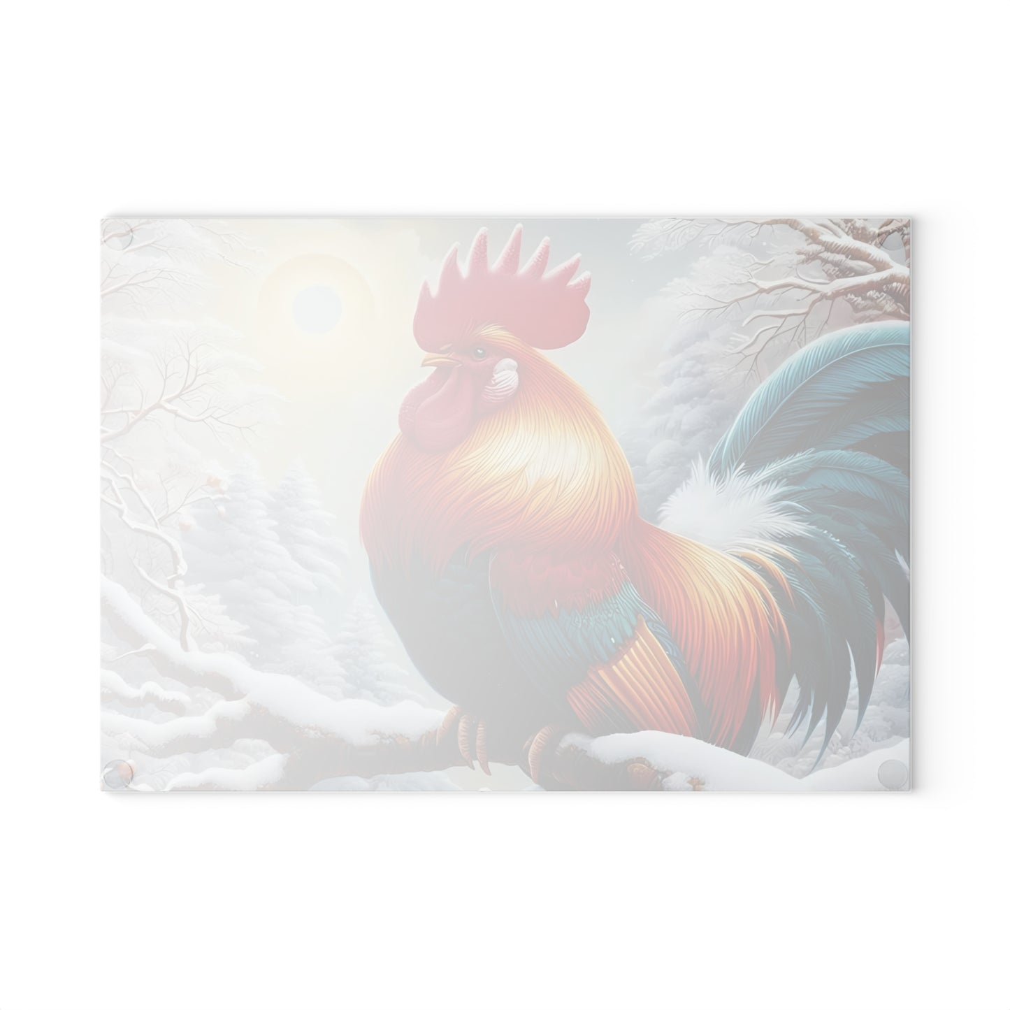 🐓❄️ Winter Rooster Cutting Board – Snowy Elegance for Your Kitchen ❄️🐓