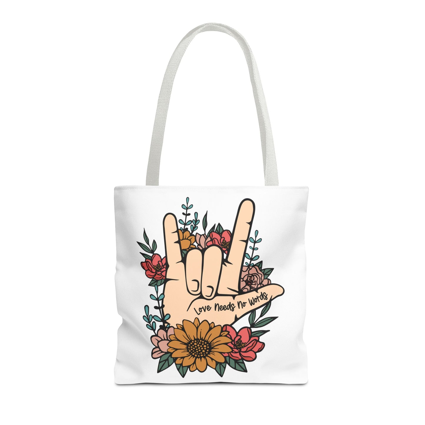 Bolsa de tela con gesto de "Te amo" en ASL (siglas en inglés)