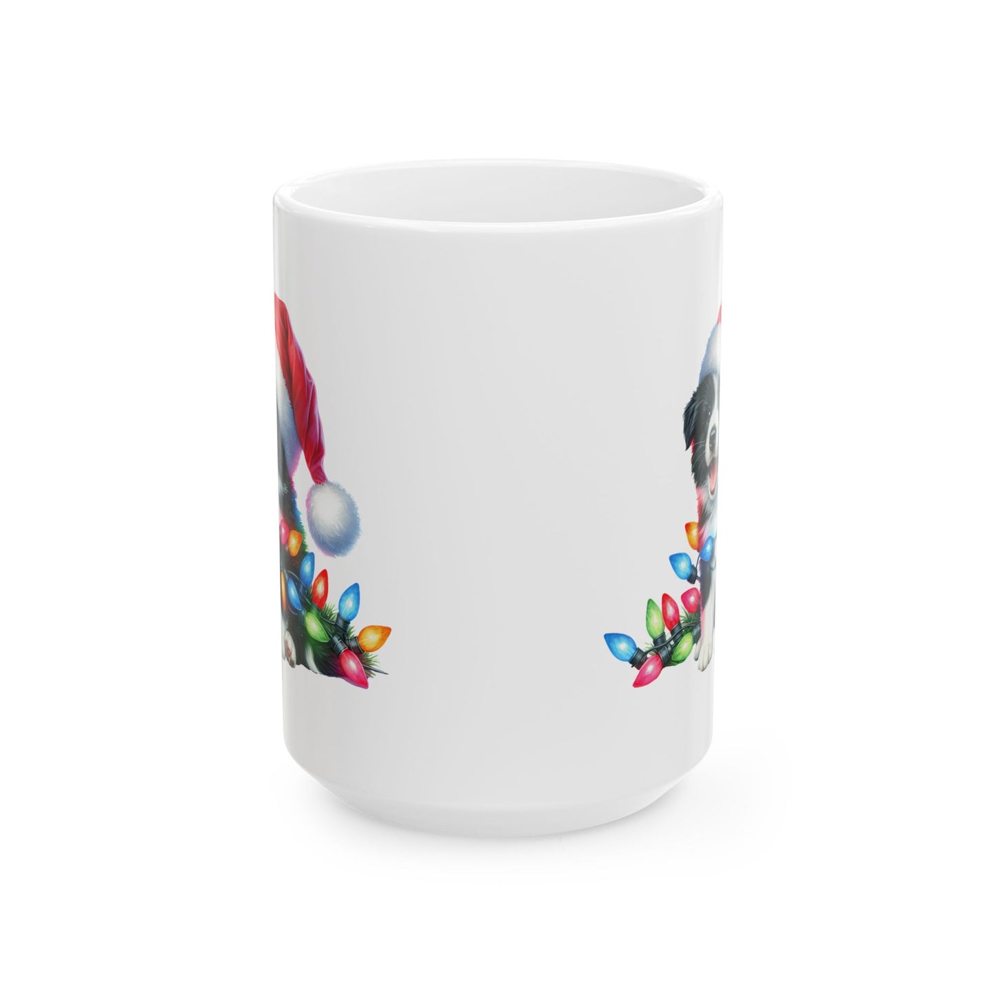 🐾 Border Collie Christmas Lights Mug – Holiday Cheer with a Tail-Wagging Twist 🎅✨