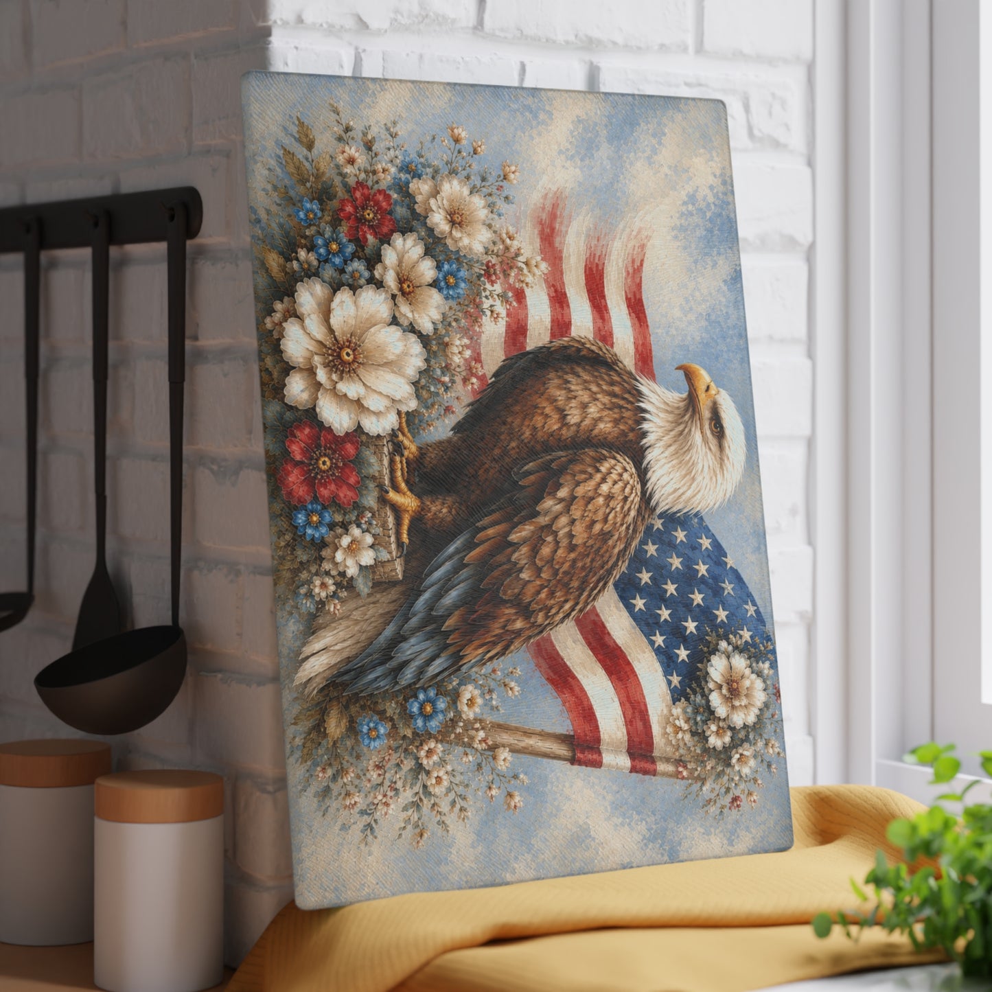 Patriotic Eagle Tempered Glass Cutting Board