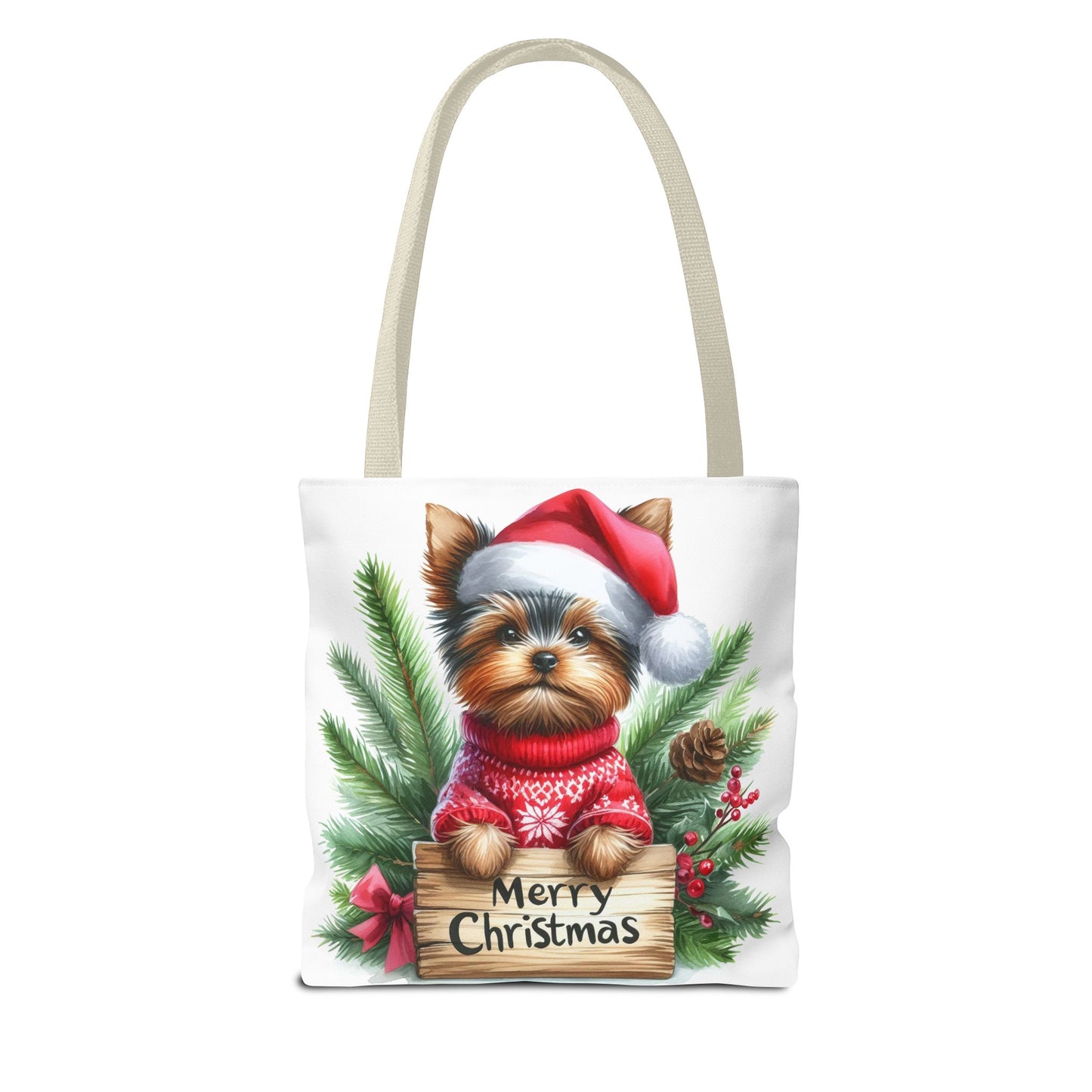 📦🐶 Yorkie Christmas Tote Bag – Tiny Terrier Holiday Charm in Every Carry 🎄