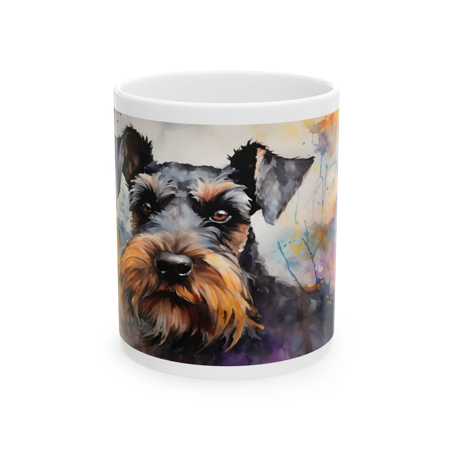 Taza de acuarela con diseño de Schnauzer: ¡Un toque de personalidad y color!