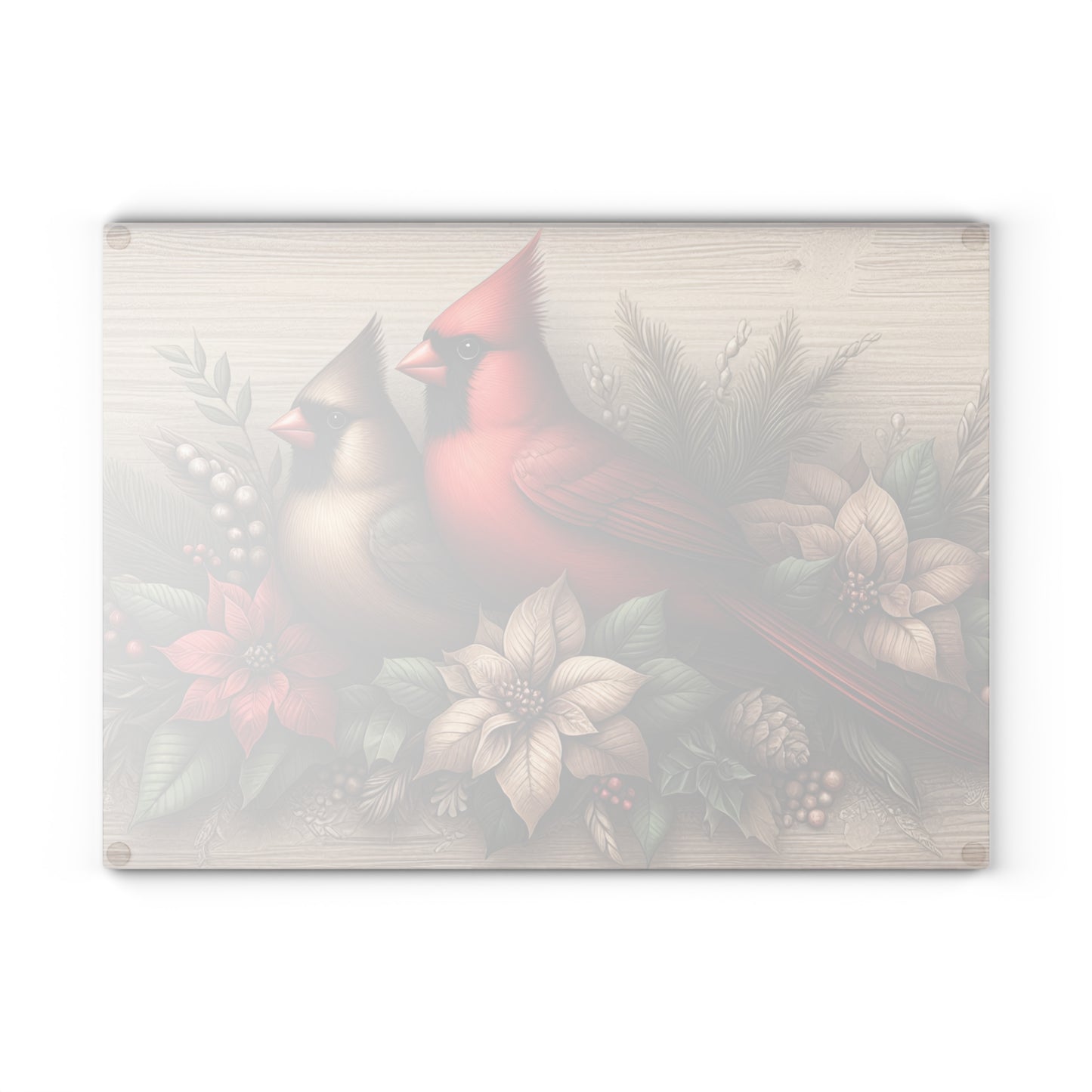 ❤️🕊️ Rustic Cardinal Pair Cutting Board – Timeless Winter Elegance for Your Kitchen 🌲
