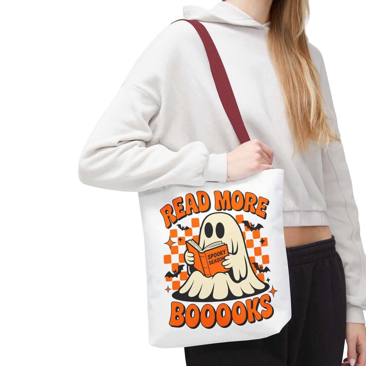 ๐ Read More Booooks Halloween Tote Bag โ Spooky Reads in Style ๐ป๐