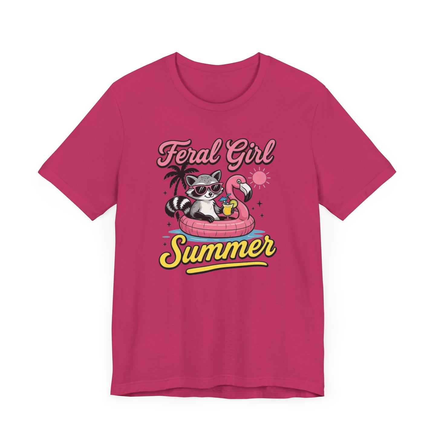 Camiseta de verano para chica salvaje: Mapache divertido con vuelo | Camiseta de verano para mujer